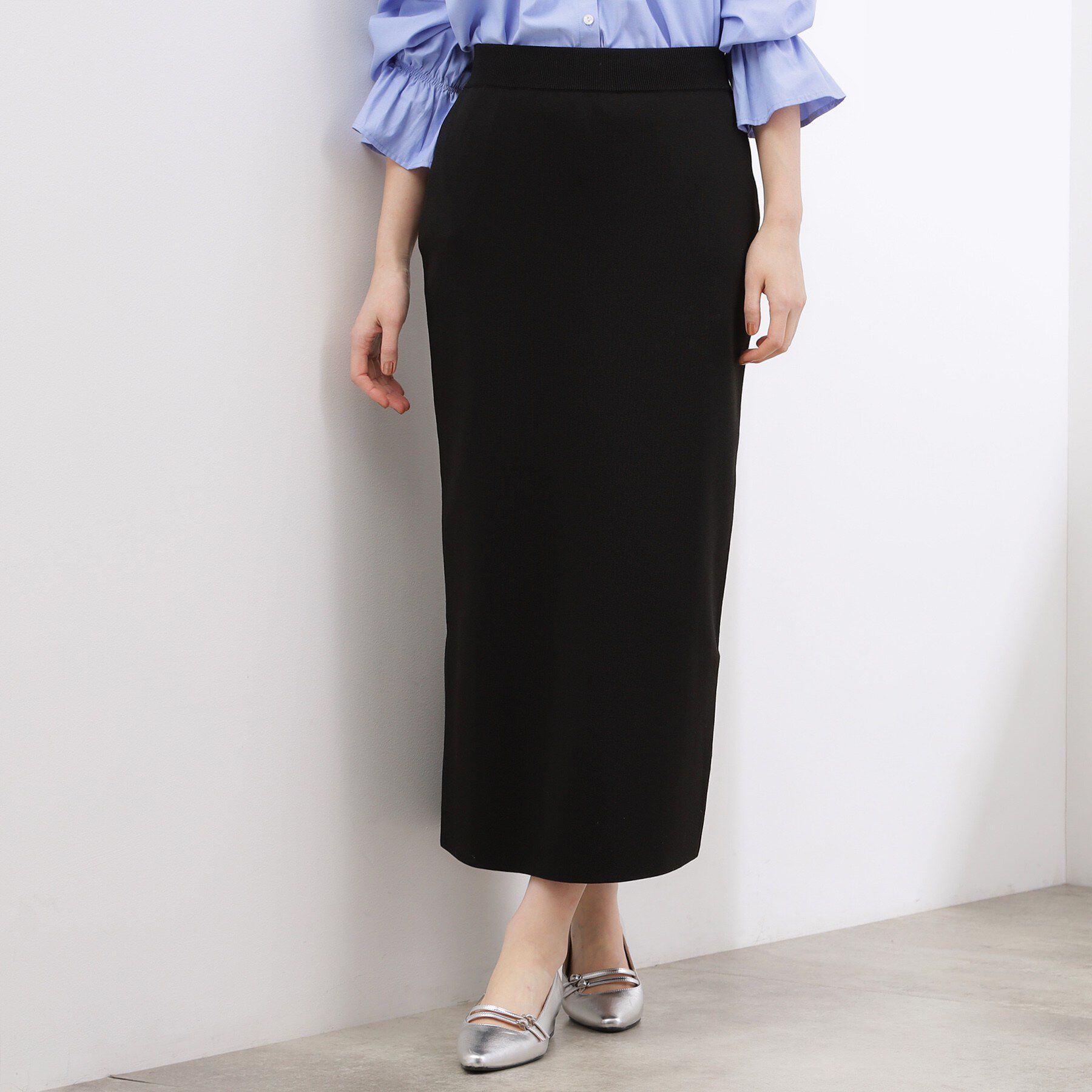 grove「【貴島明日香さん着用】洗濯機で洗えるニットナロースカート」|スカート|ブラック(019)