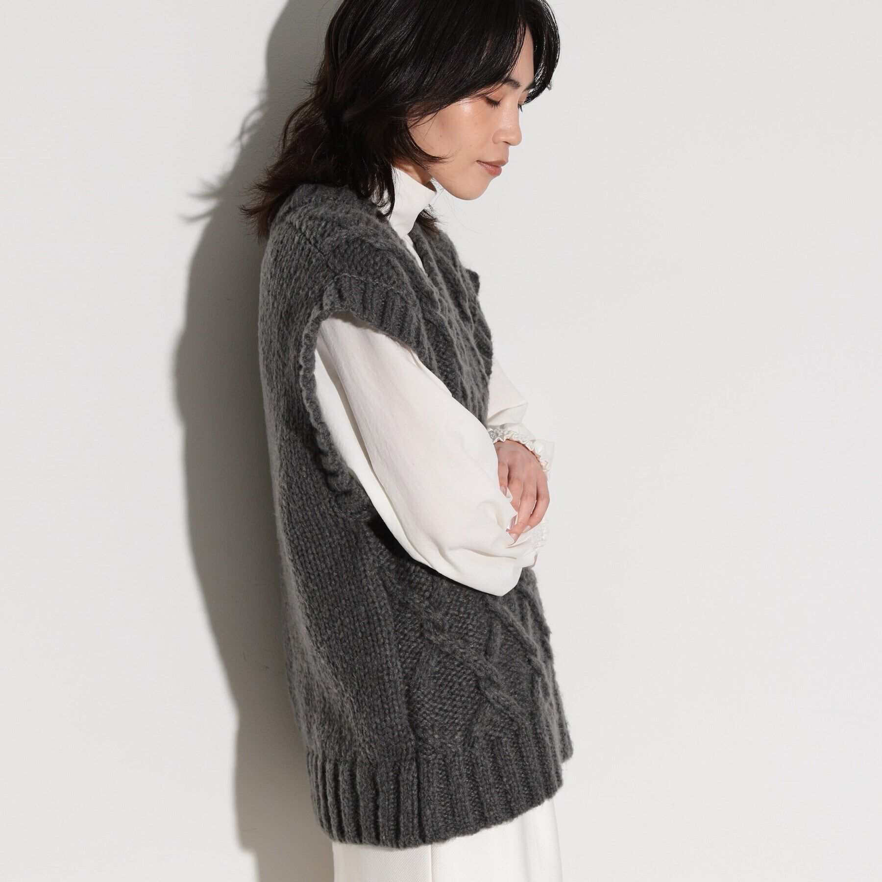 GALLEST「ケーブルニットベスト」|ベスト・ジレ|