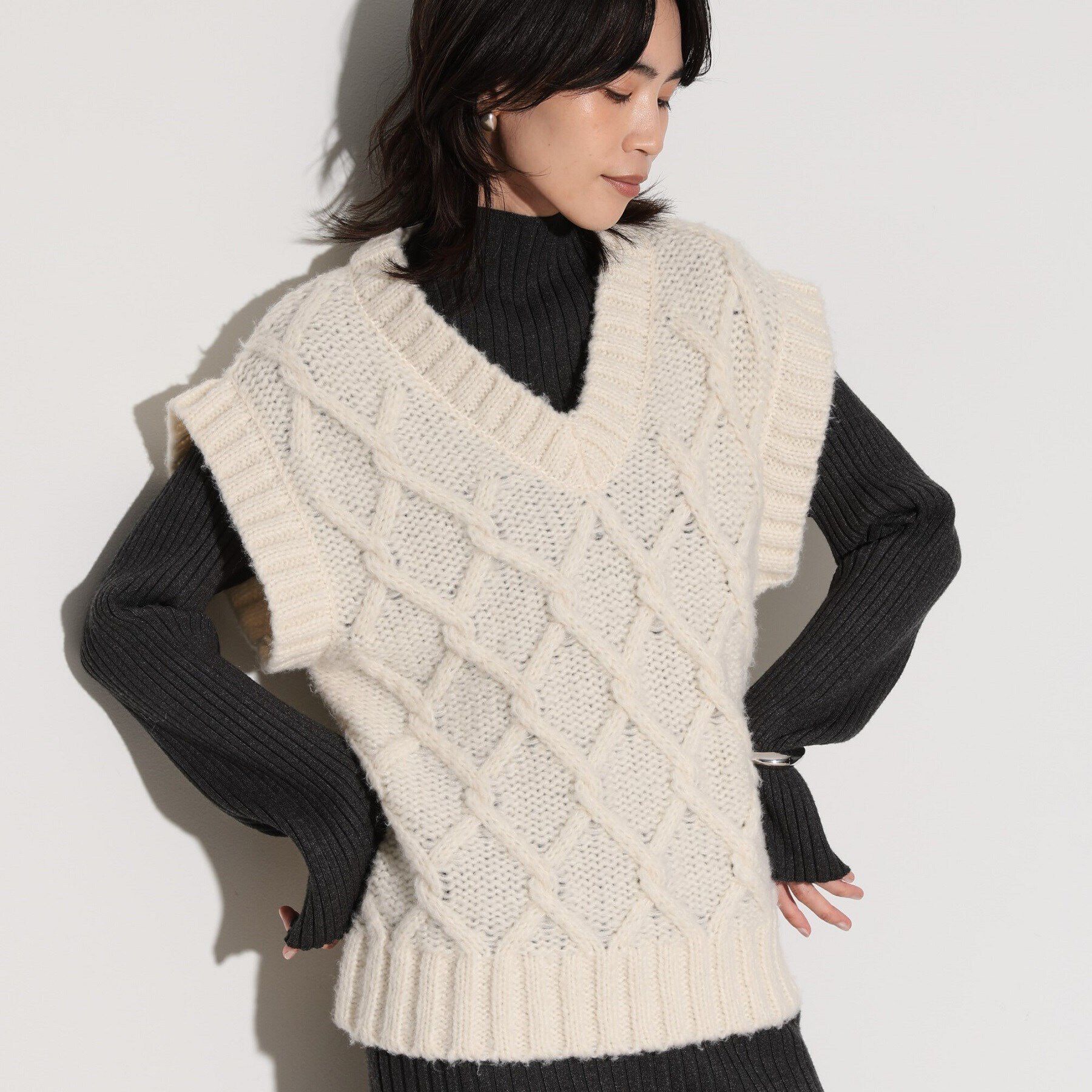 GALLEST「ケーブルニットベスト」|ベスト・ジレ|