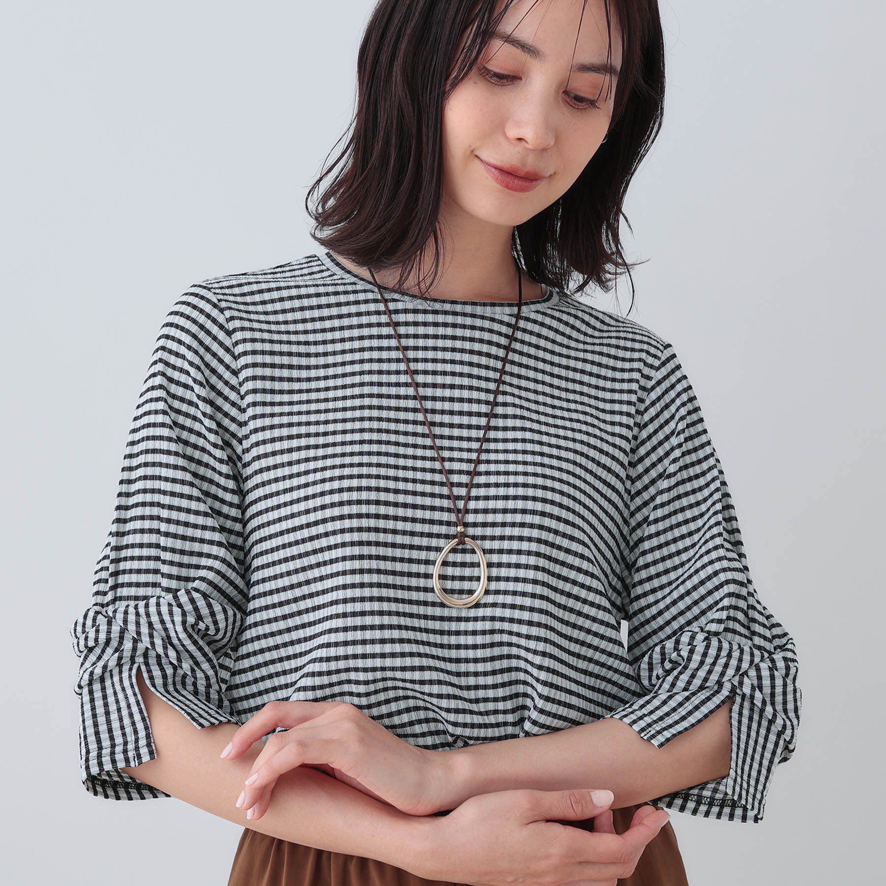 INDIVI「【洗える／吸水速乾／UVケア】ねじりデザイン袖カットソー」|Tシャツ・カットソー|