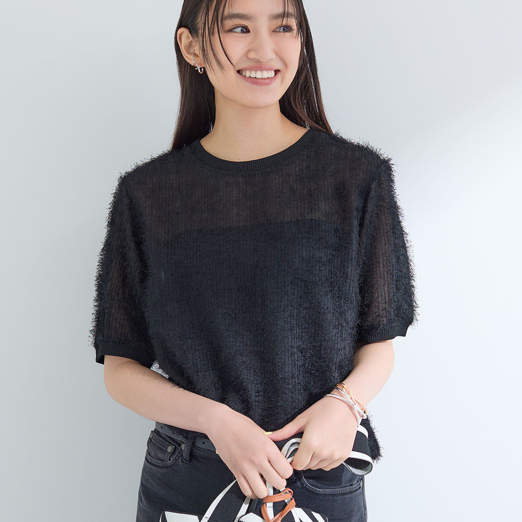 INDIVI「ヘアリージャカードトップス」|シャツ・ブラウス|