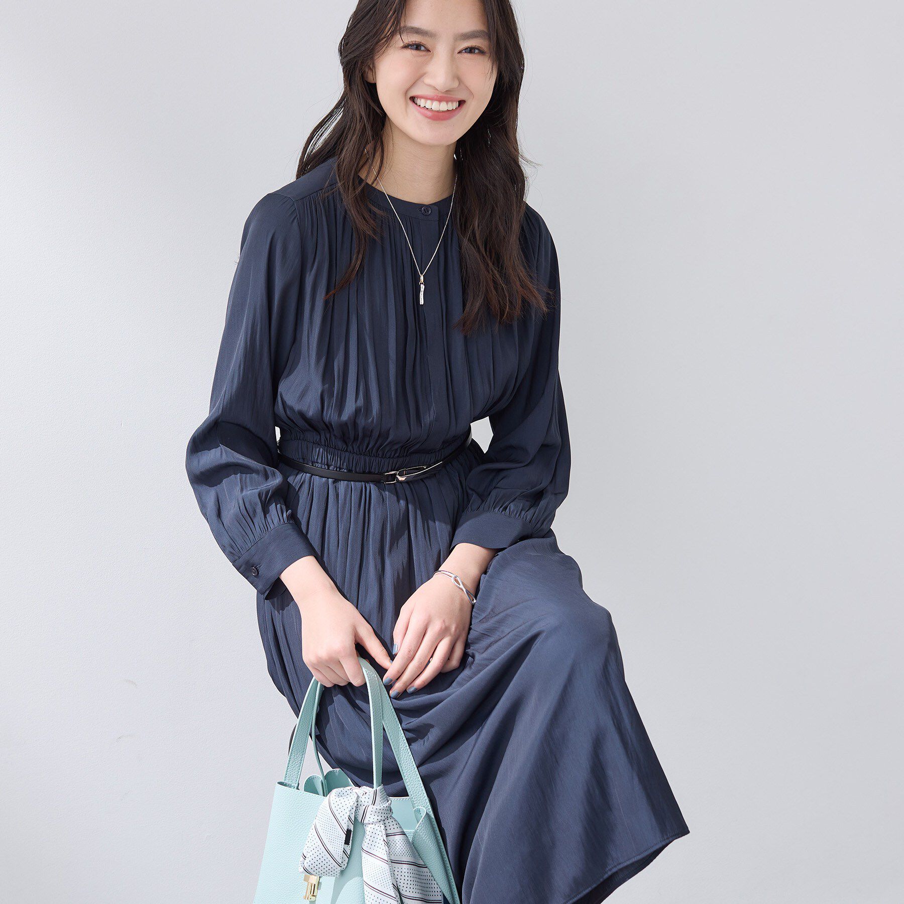 INDIVI「【洗える】ギャザーフレアワンピース」|ワンピース|