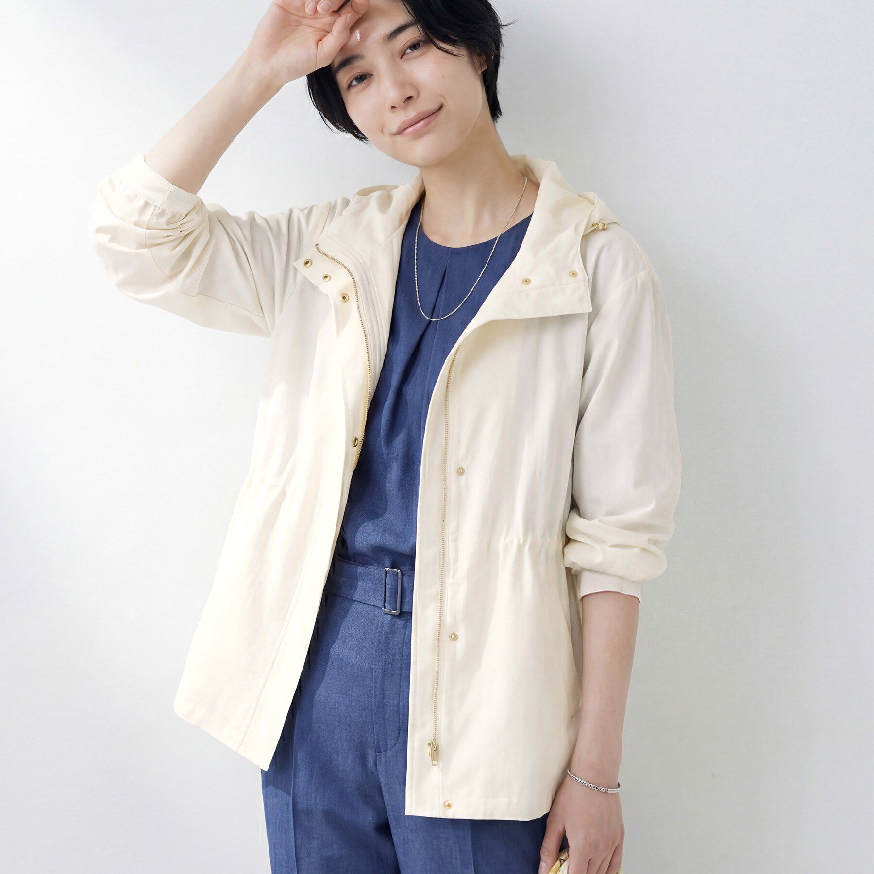 INDIVI「【撥水／フード取外し可】凹凸素材ブルゾン」|ブルゾン・スタジャン|