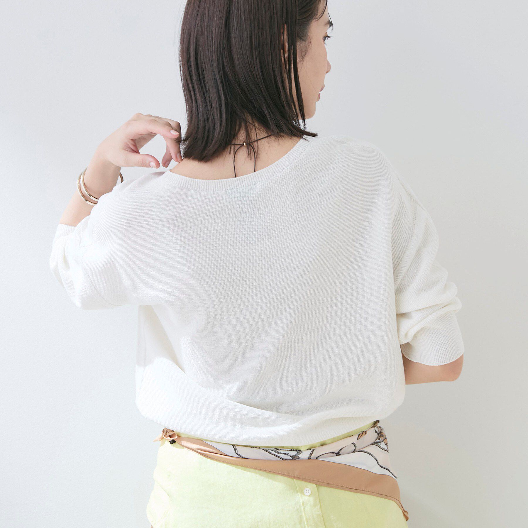 INDIVI「【洗える／ドライタッチ／和紙混】ガーター編みニット」|ニット・セーター|