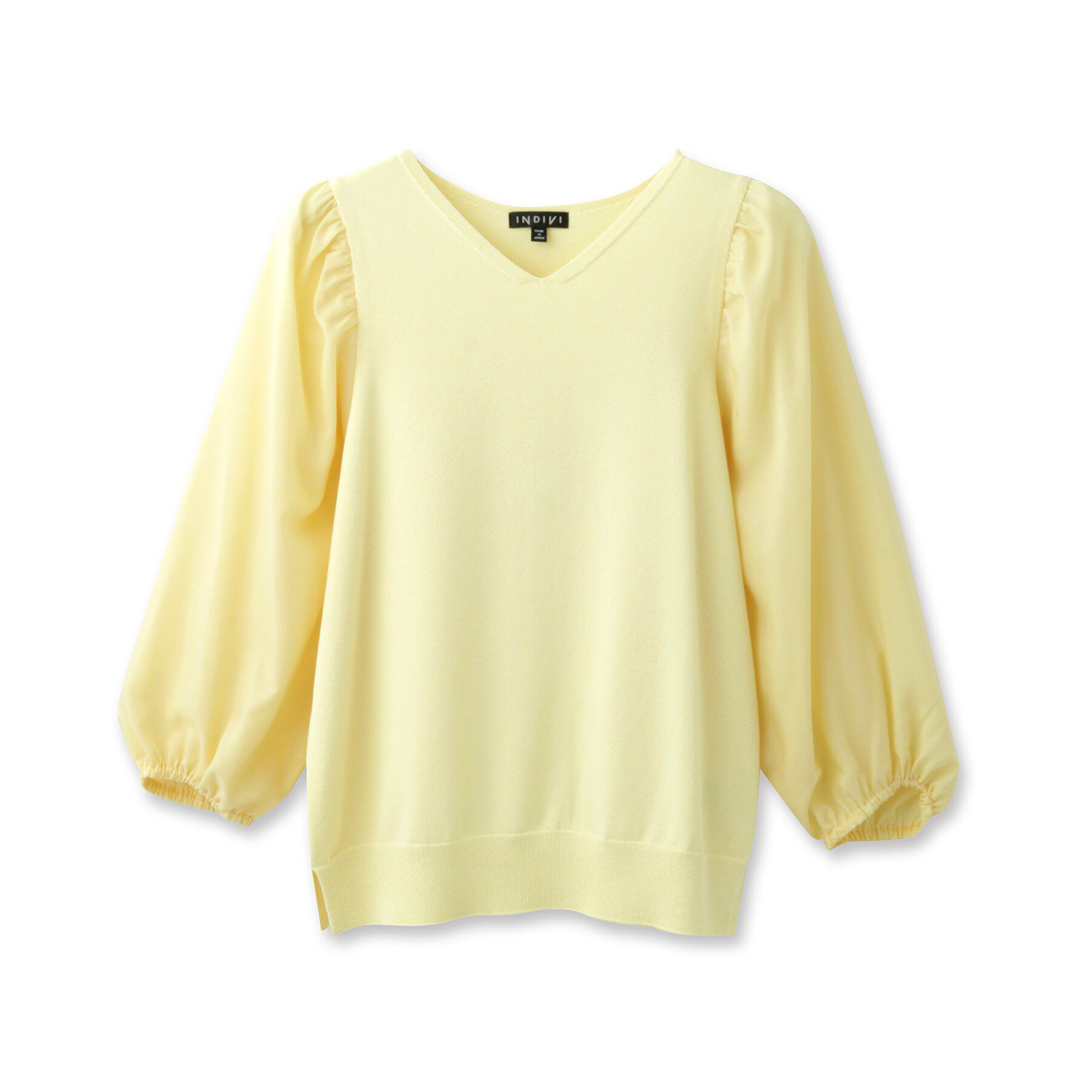 INDIVI「【洗える／袖丈調整可能】シャツコンビニット」|ニット・セーター|