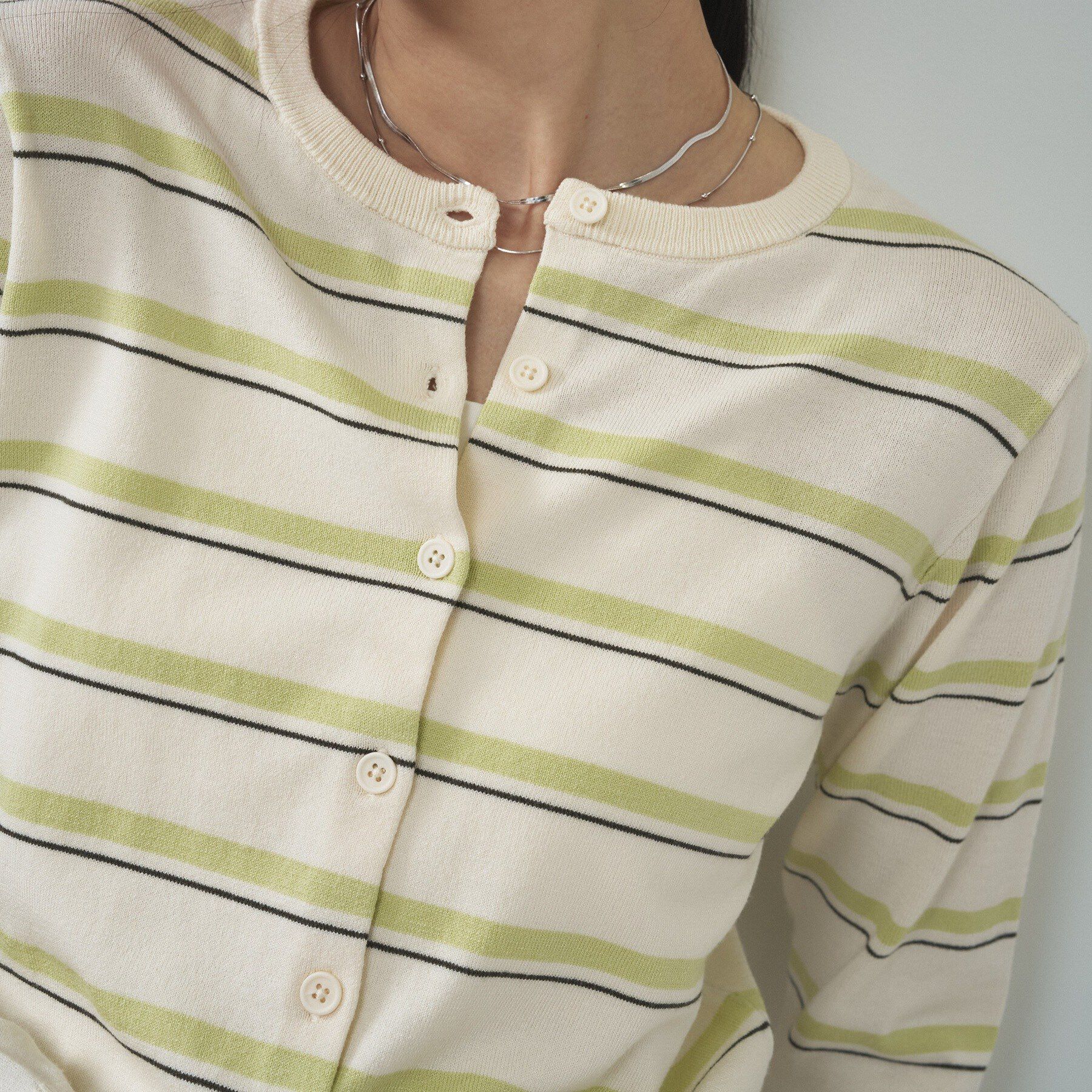 GALLEST「【一部店舗限定】クルーネックボーダーカーディガン」|カーディガン|