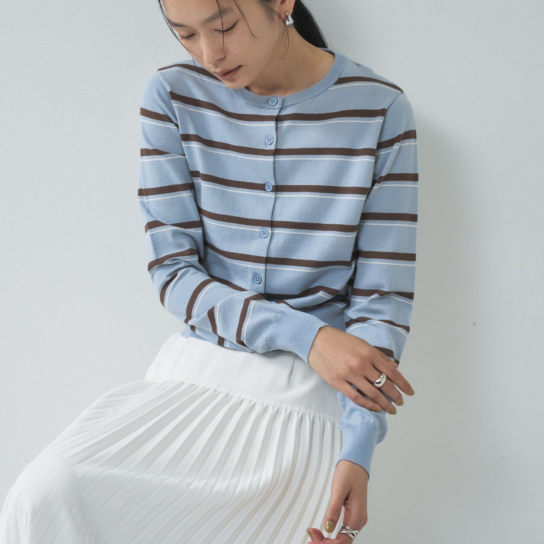 GALLEST「【一部店舗限定】クルーネックボーダーカーディガン」|カーディガン|