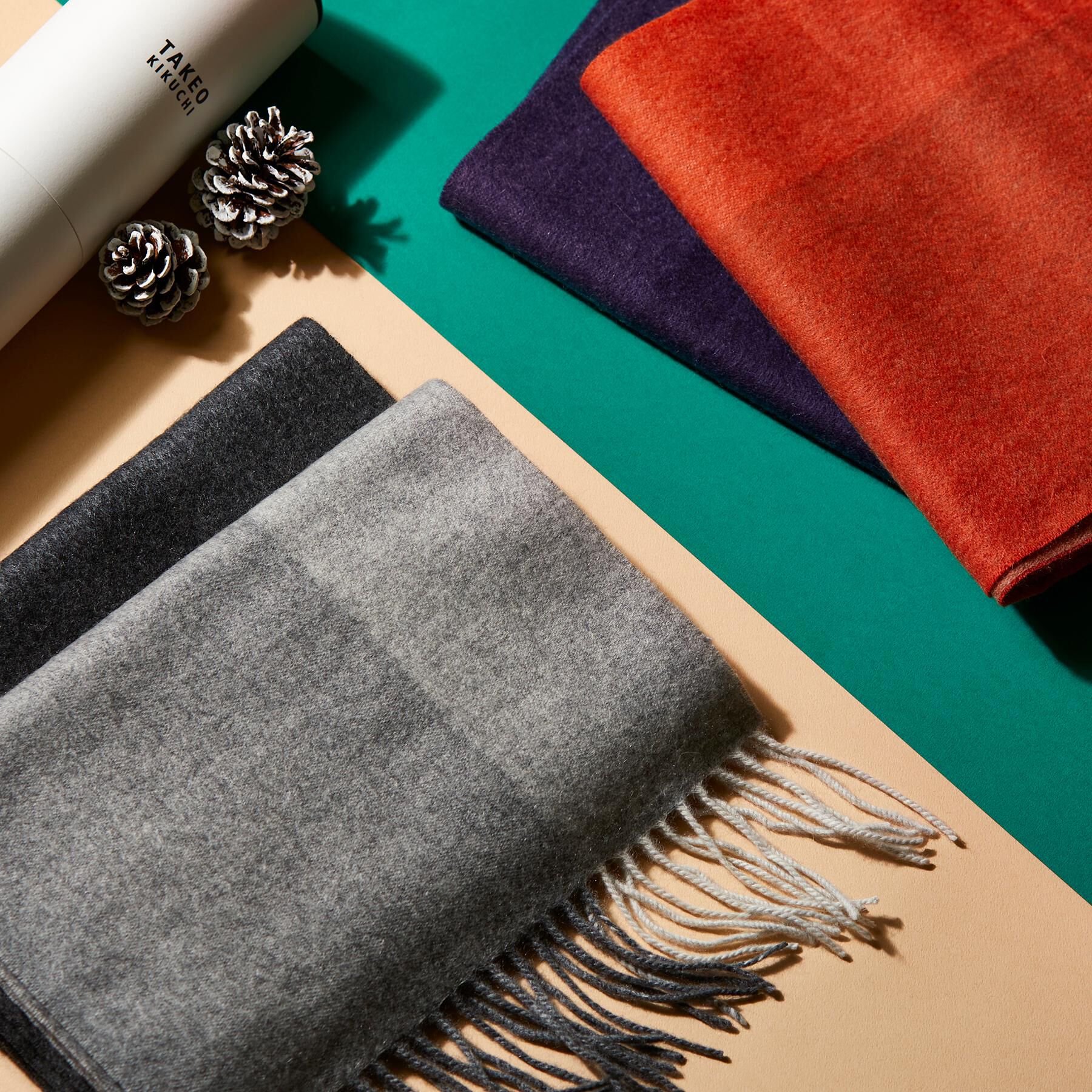 TAKEO KIKUCHI「【カシミヤ100%】パネル カシミヤマフラー」|ストール|