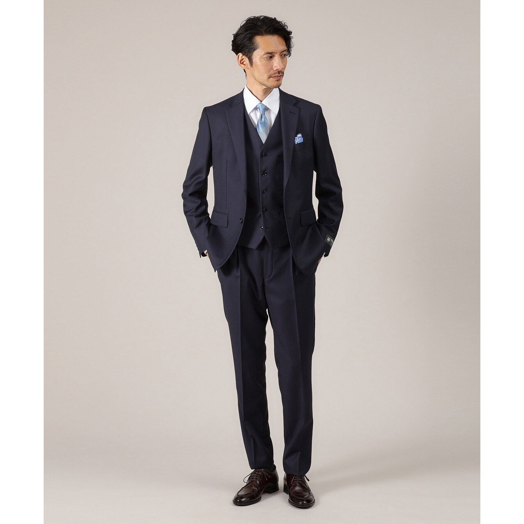 TAKEO KIKUCHI「【DORMEUIL AMADEUS365】ピンストライプ ベスト/3ピース対応」|スーツ|