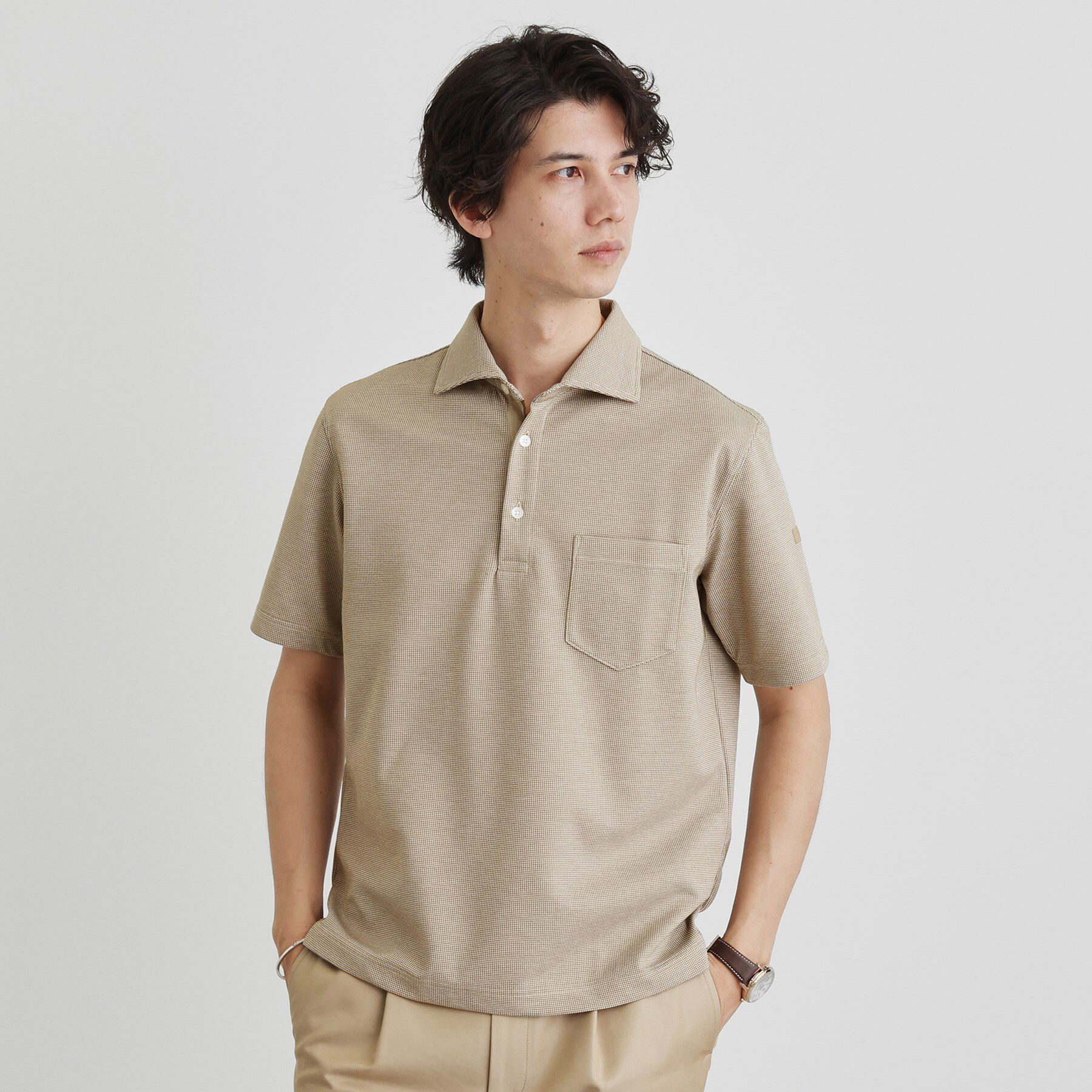 TAKEO KIKUCHI「千鳥柄ポロシャツ」|ポロシャツ|