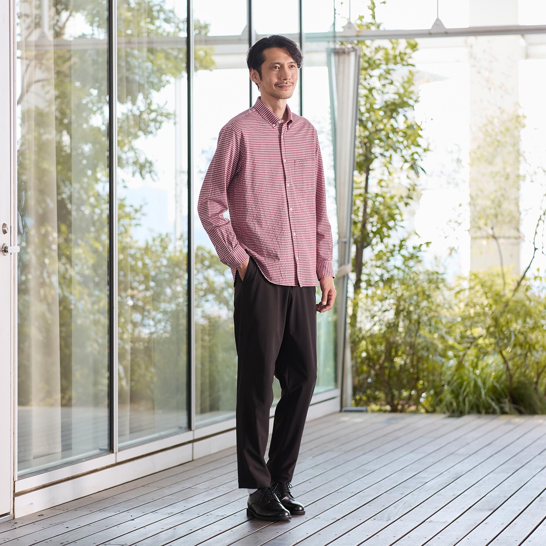 TAKEO KIKUCHI「シアサッカーギンガムチェック ストレッチシャツ」|シャツ・ブラウス|