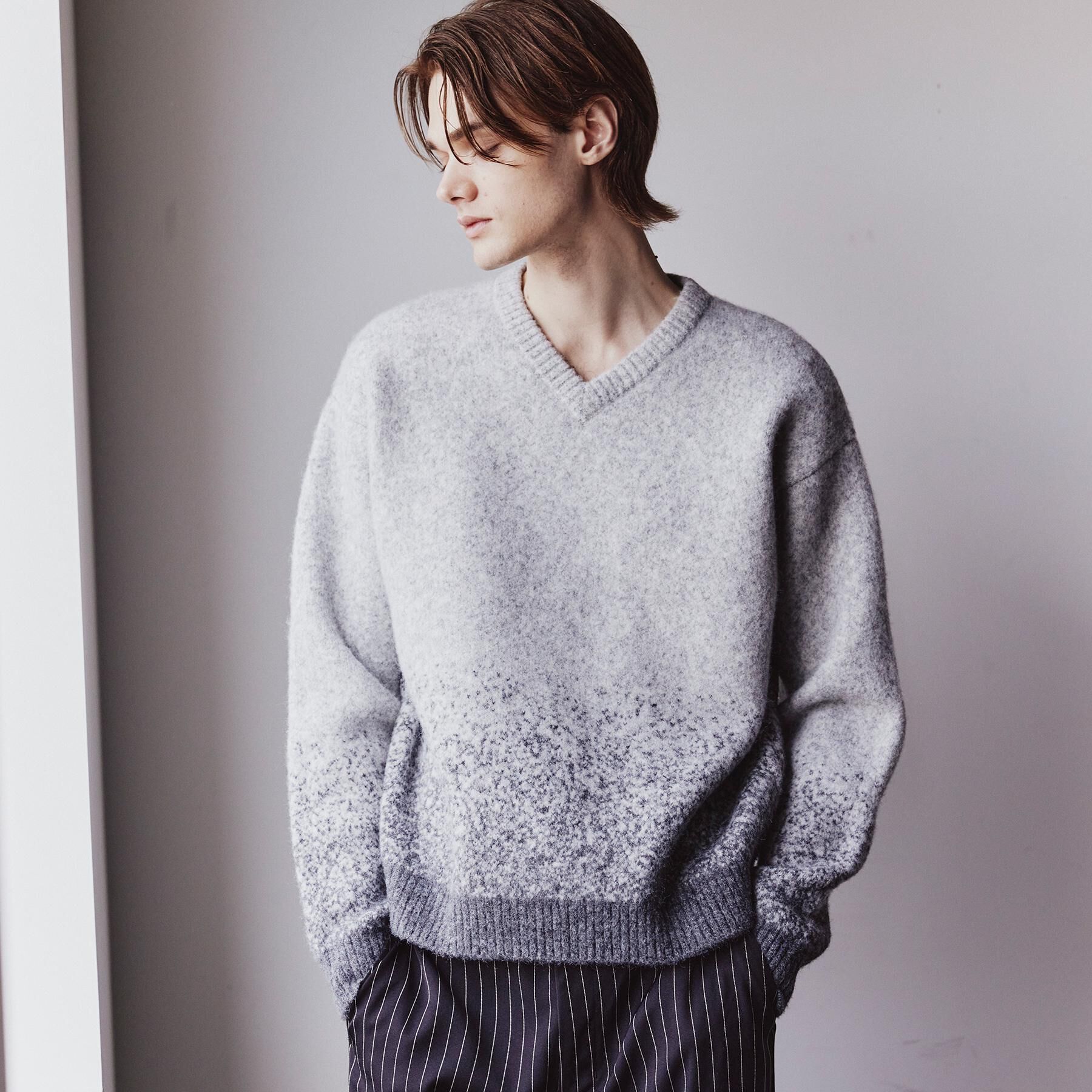 tk.TAKEO KIKUCHI「ミスティーシャギーVネックニット」|ニット・セーター|ライトグレー(011