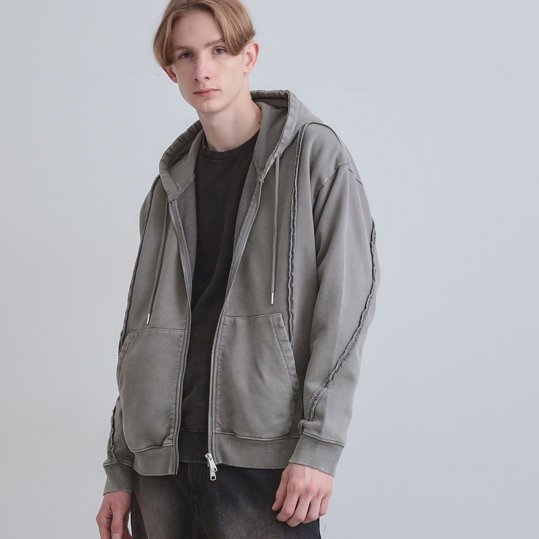 tk.TAKEO KIKUCHI「ヘヴィウェイトヴィンテージジップパーカ」|パーカー|グレー(012)