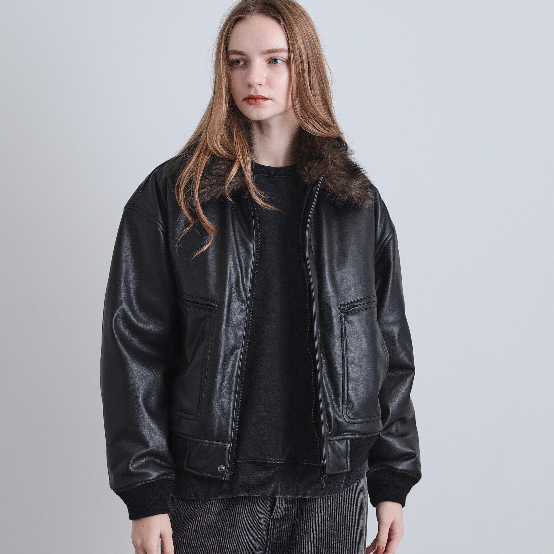 tk.TAKEO KIKUCHI「ヴィンテージライク衿フェイクファーブルゾン」|ブルゾン・スタジャン|