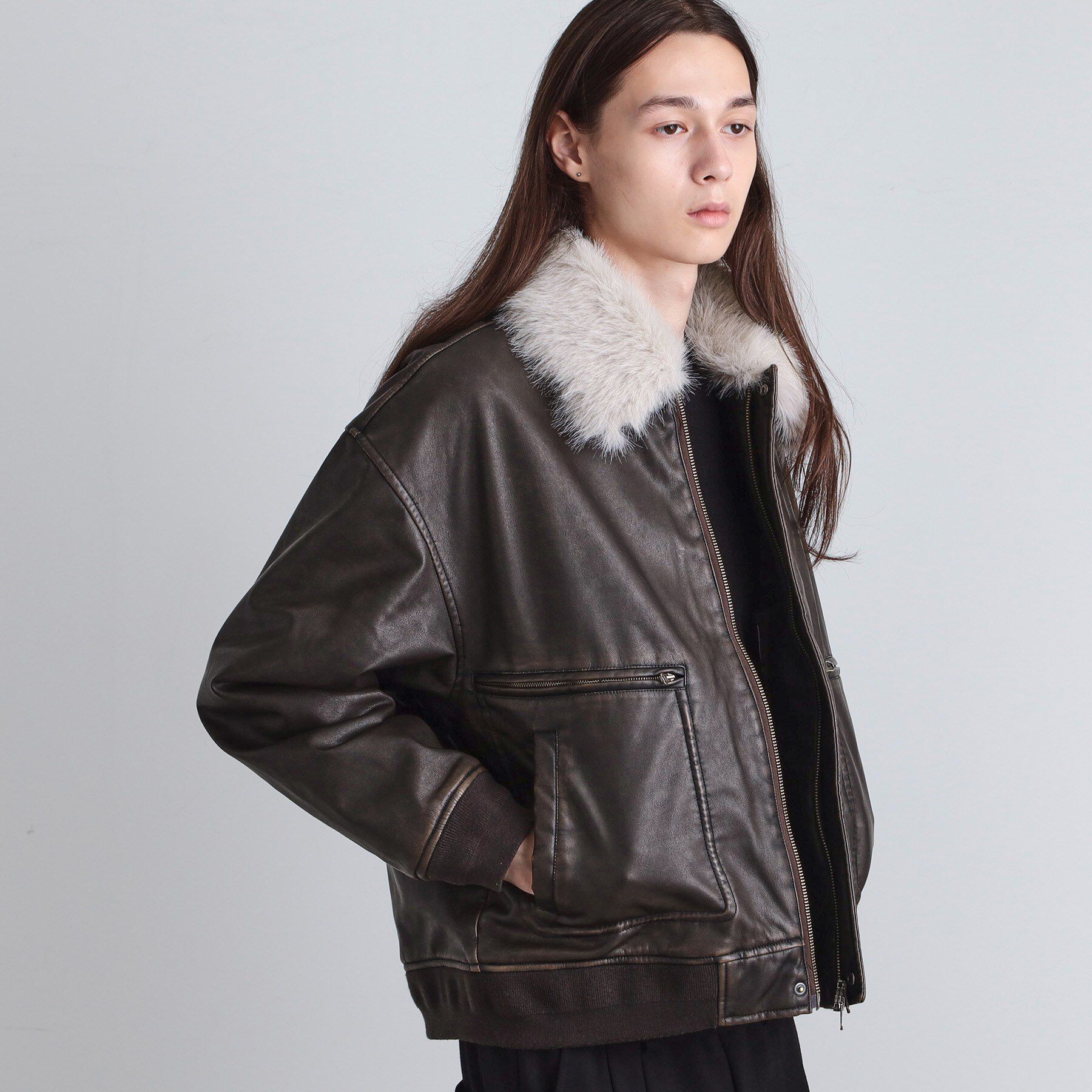 tk.TAKEO KIKUCHI「ヴィンテージライク衿フェイクファーブルゾン」|ブルゾン・スタジャン|