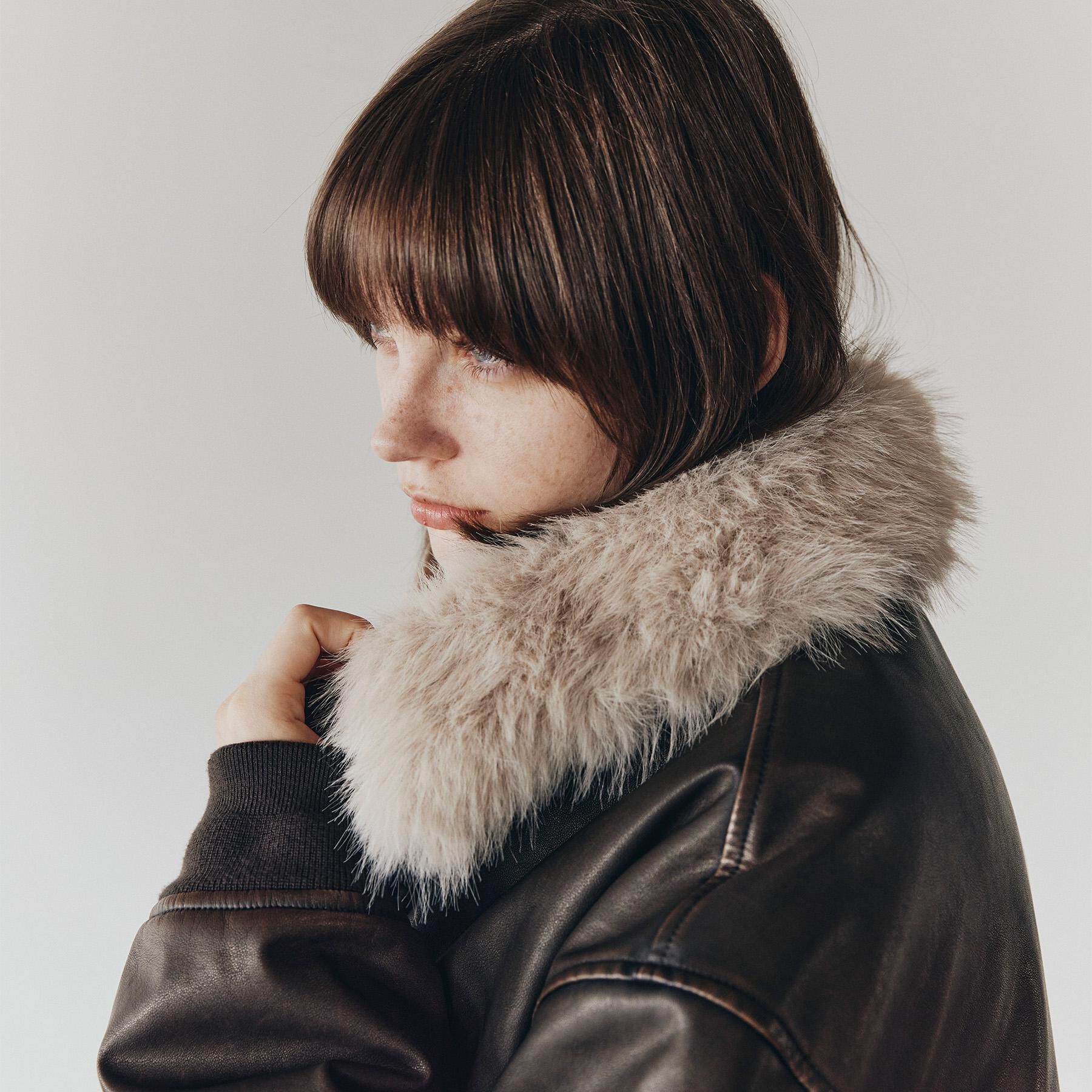 tk.TAKEO KIKUCHI「ヴィンテージライク衿フェイクファーブルゾン」|ブルゾン・スタジャン|