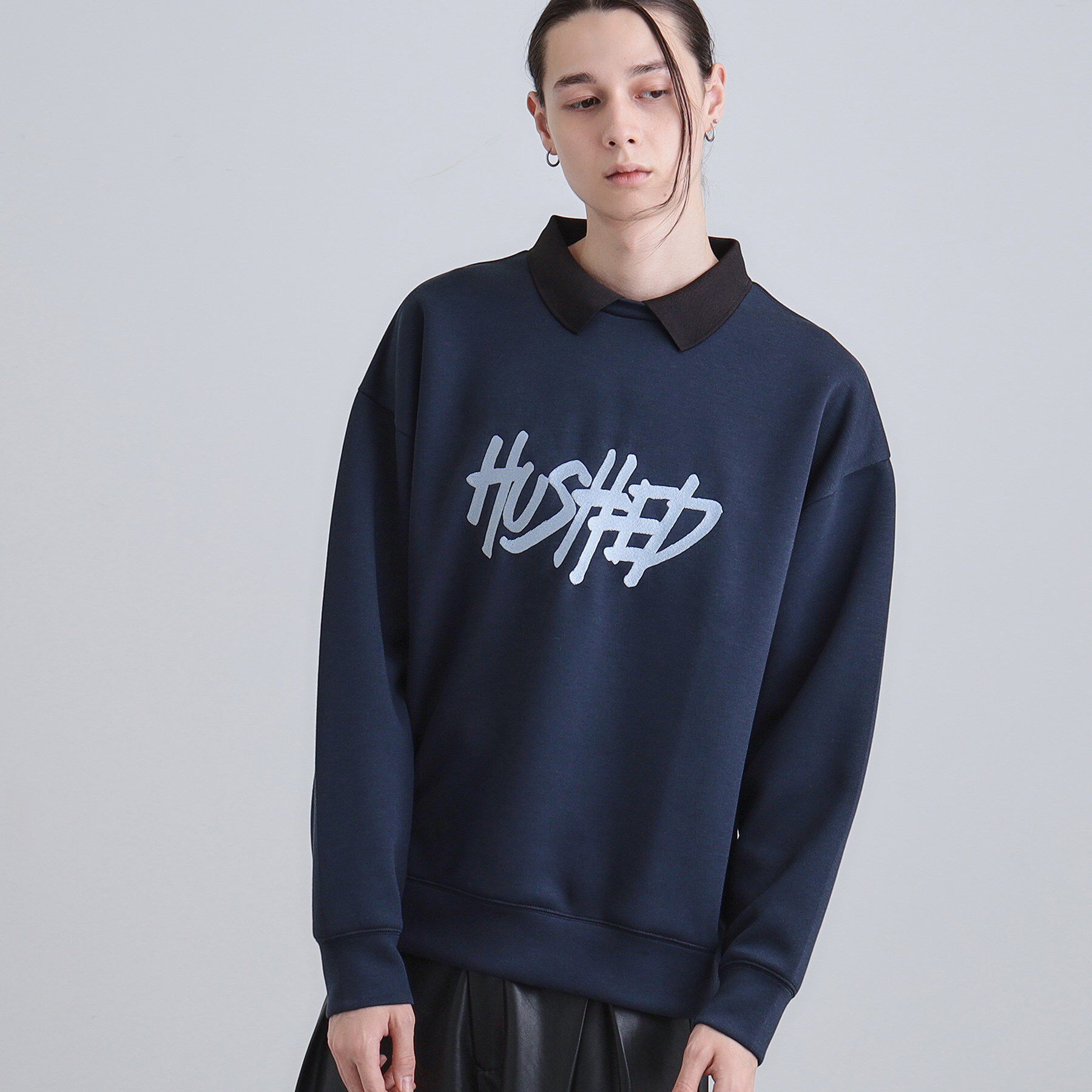 tk.TAKEO KIKUCHI「レタードエンブロレイヤーカラーカットソー」|パーカー|ネイビー(094)