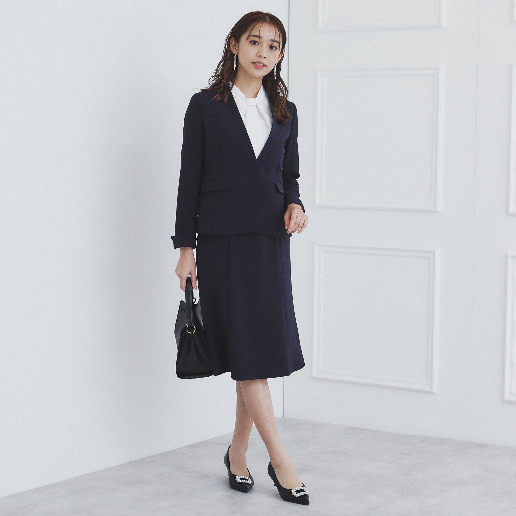 index「《通勤・セレモニー/セットアップ対応》多機能ノーカラージャケット【洗濯機洗い可/防シワ/抗ピル/スト」|ノーカラージャケット|