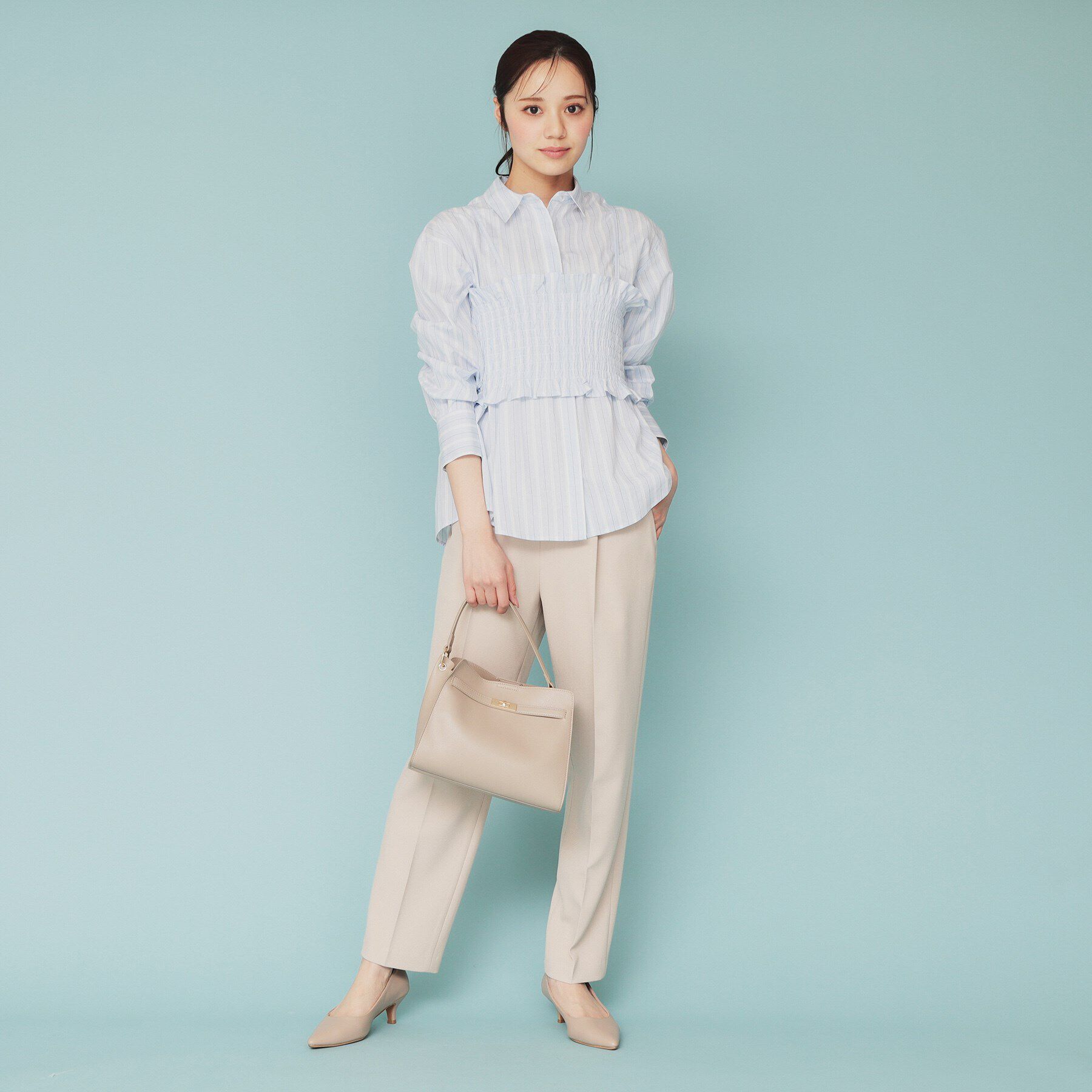 index「《andGIRL掲載》ビスチェレイヤードロングシャツ【洗濯機洗い可】」|シャツ・ブラウス|