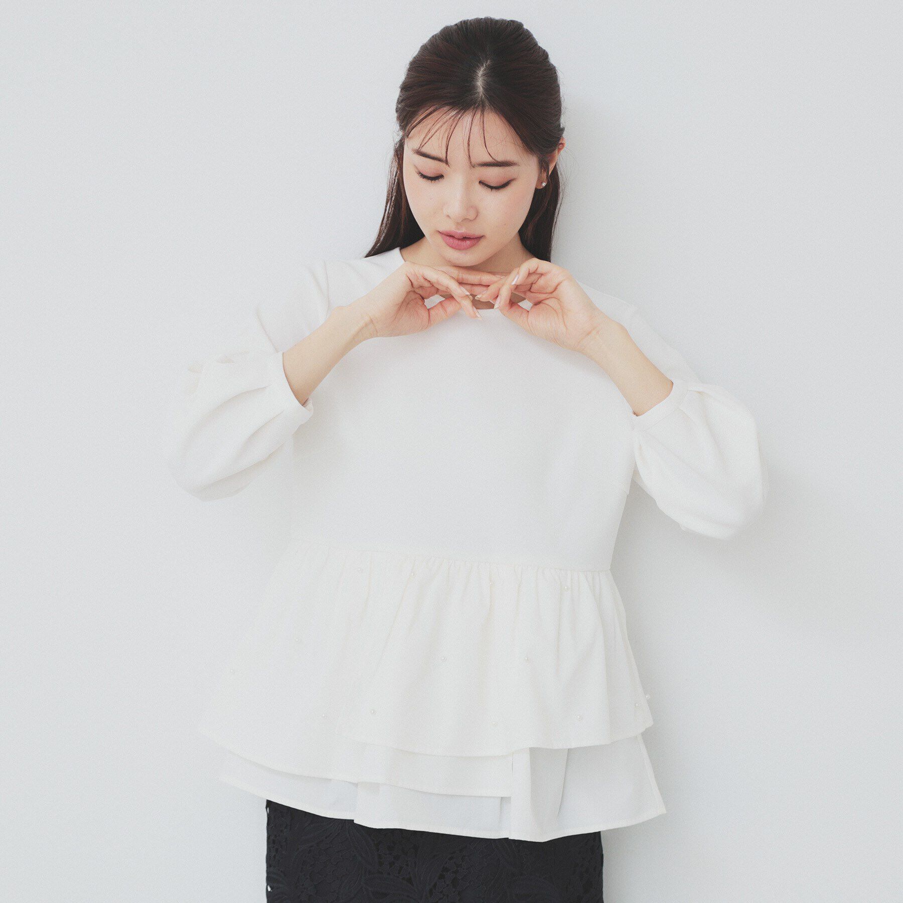 index「カットジョーゼットドッキングペプラムトップス【洗濯機可】」|Tシャツ・カットソー|