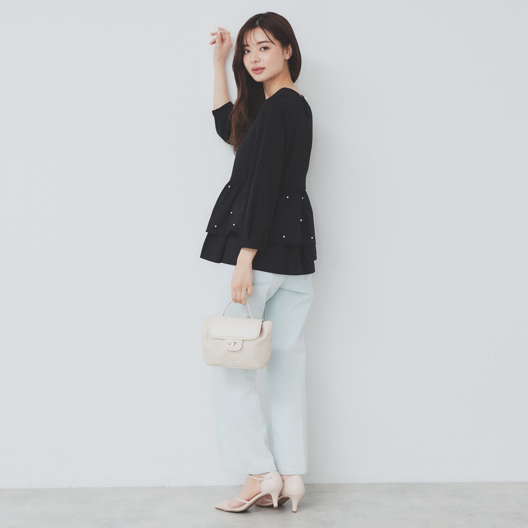 index「カットジョーゼットドッキングペプラムトップス【洗濯機可】」|Tシャツ・カットソー|