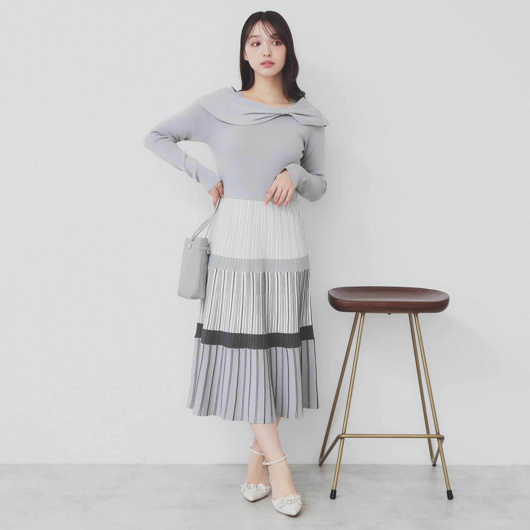 index「ランダムボーダーニットワンピース【洗濯機洗い可】」|ワンピース|