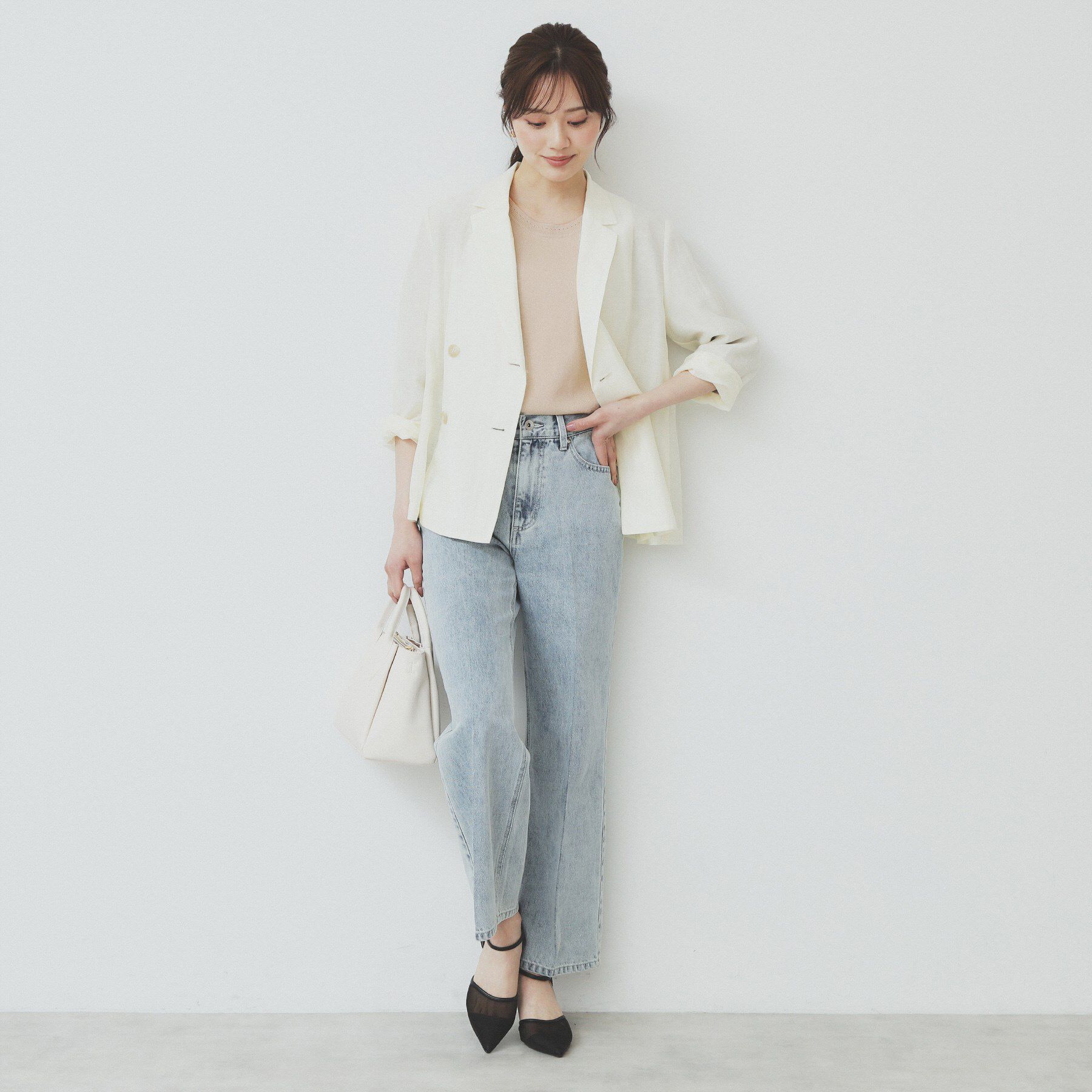 index「《7色展開/XS-LLサイズ》クルーネックデザインスリーブニット【洗濯機洗い可】」|ニット・セーター|