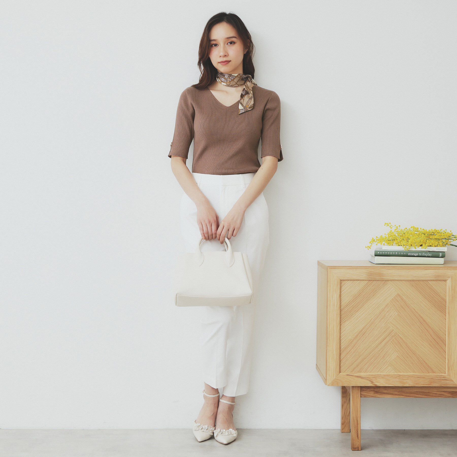 index「《5色展開》Vネックリブニット【洗濯機洗い可】」|ニット・セーター|