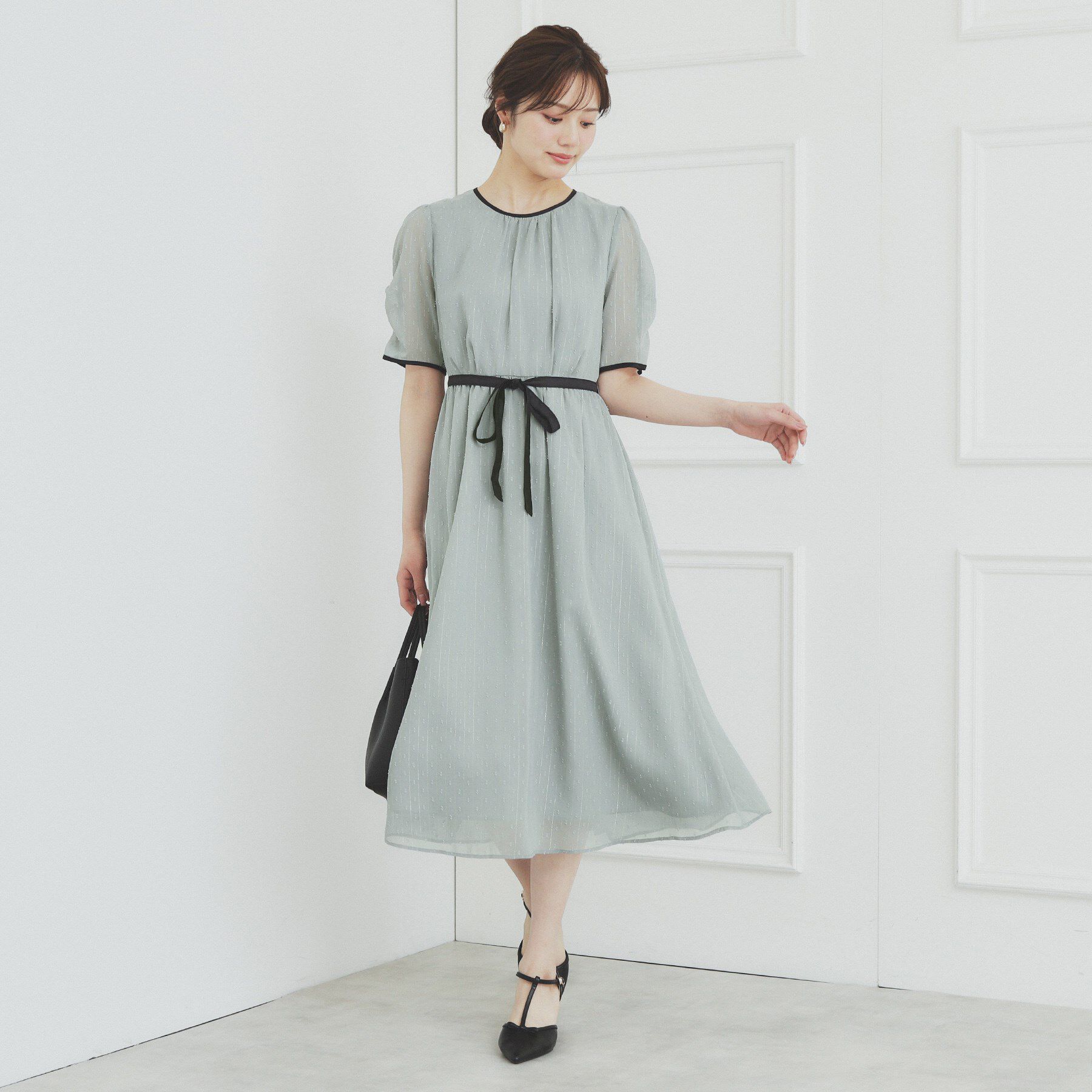 index「フィット＆フレアバイカラーワンピース【洗濯機洗い可/イージーアイロン】」|ワンピース|