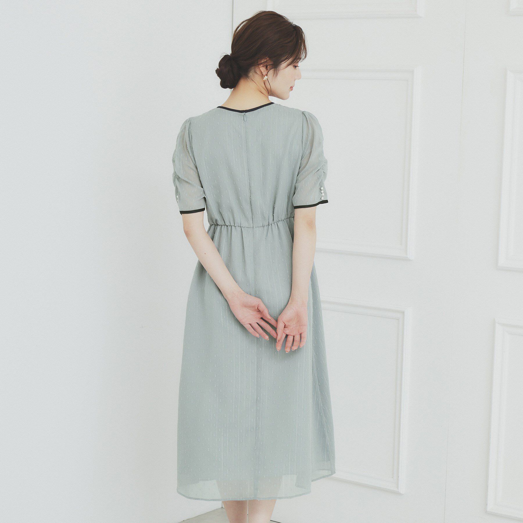 index「フィット＆フレアバイカラーワンピース【洗濯機洗い可/イージーアイロン】」|ワンピース|