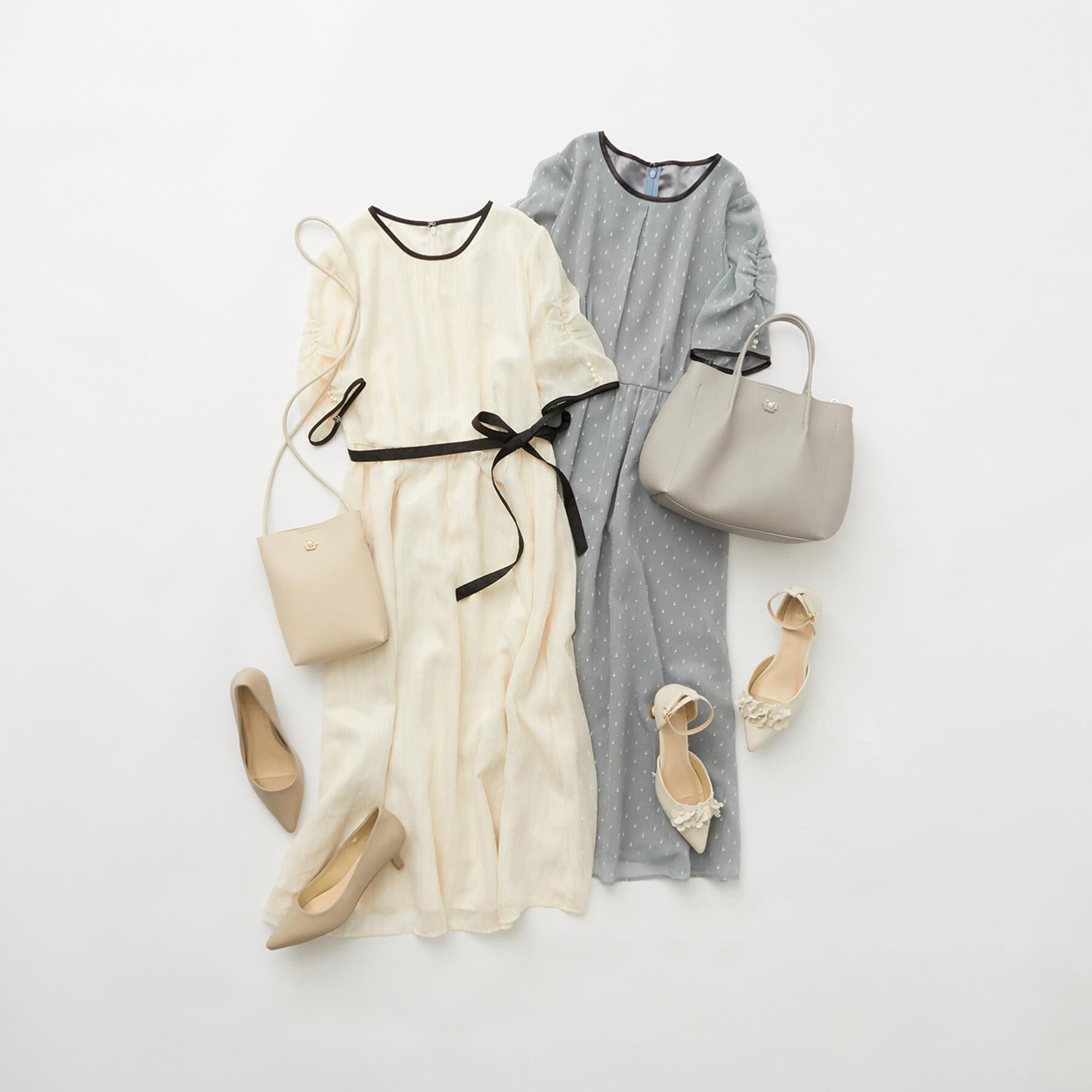 index「フィット＆フレアバイカラーワンピース【洗濯機洗い可/イージーアイロン】」|ワンピース|