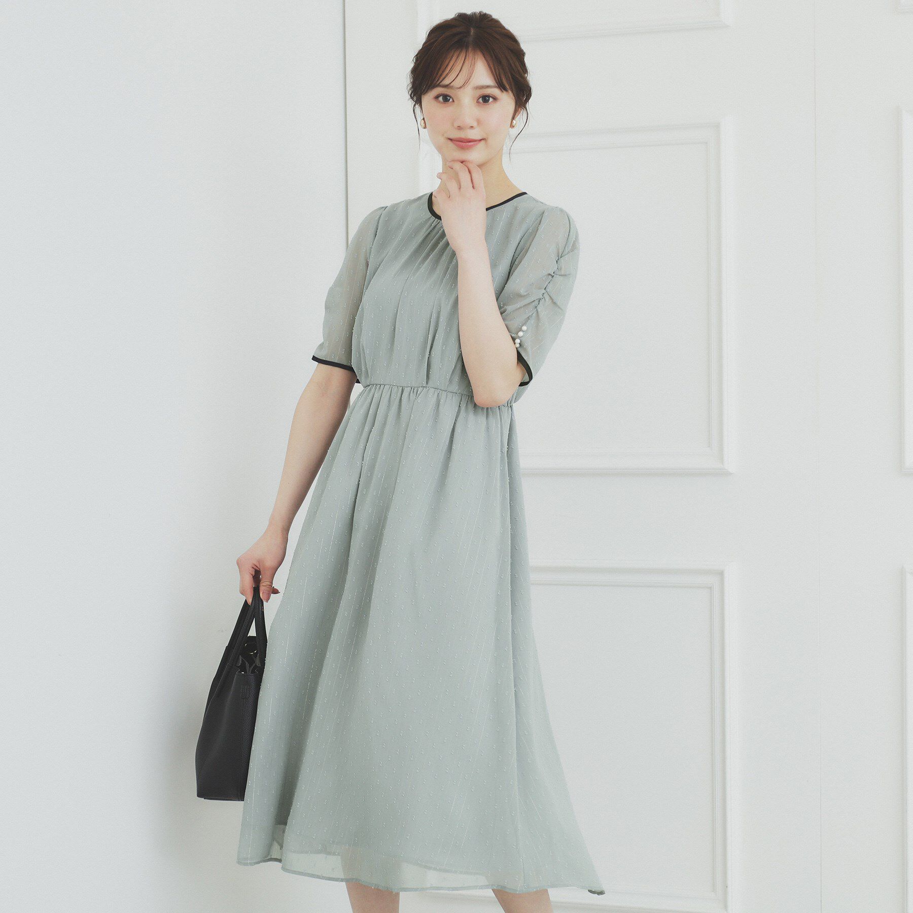 index「フィット＆フレアバイカラーワンピース【洗濯機洗い可/イージーアイロン】」|ワンピース|