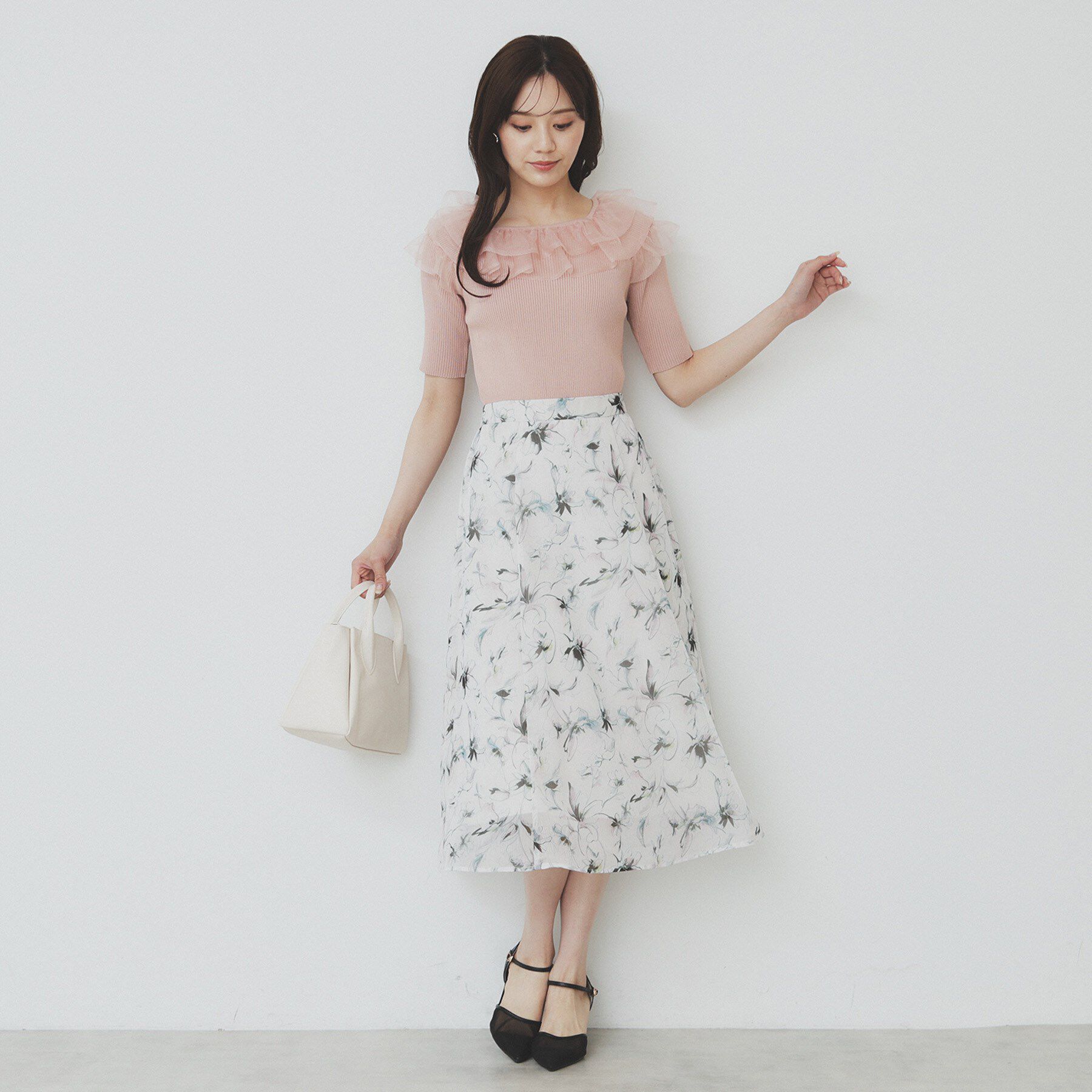 index「シアーフラワーフレアスカート【洗濯機洗い可】」|スカート|