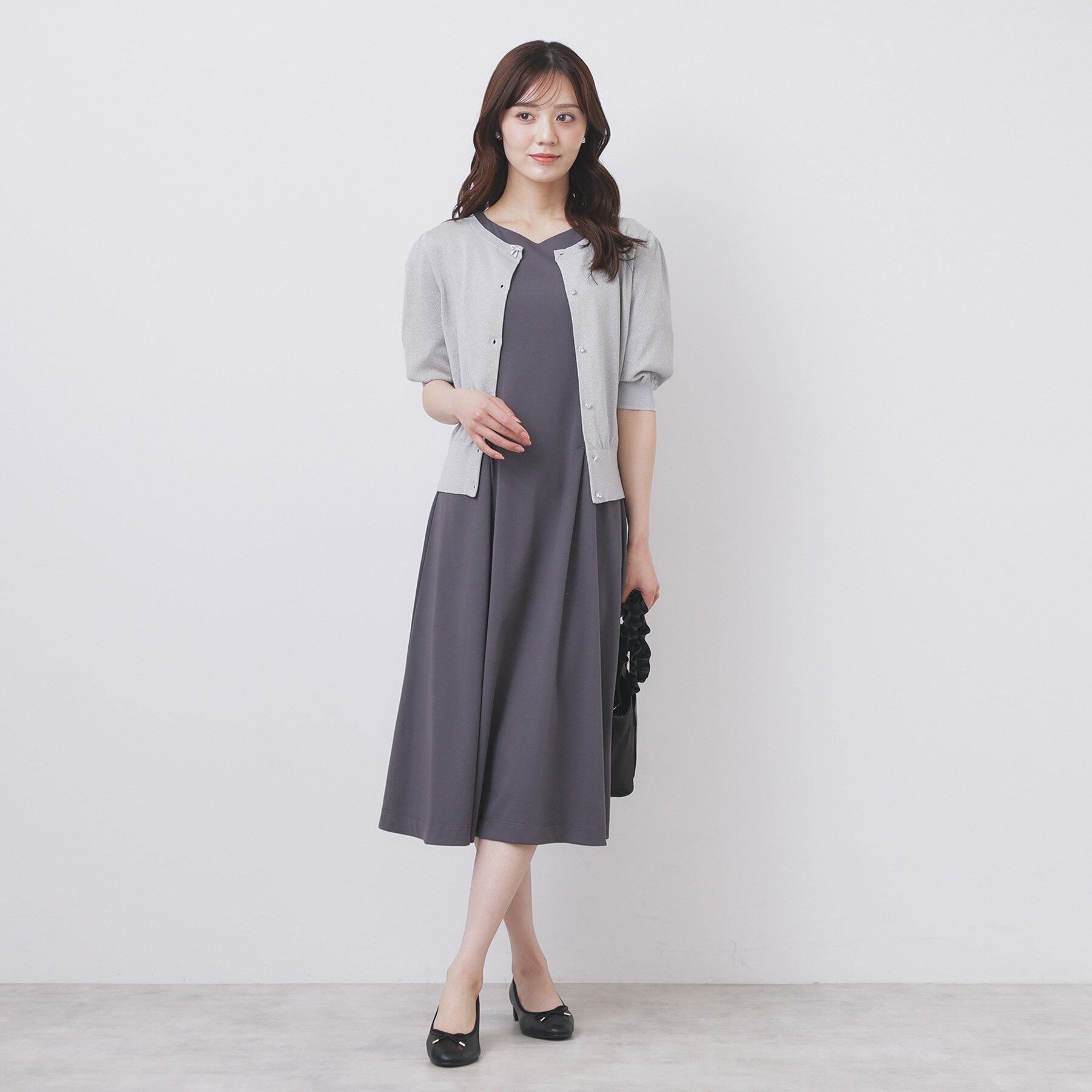 index「クルーネック半袖カーディガン【洗濯機洗い可/抗ピル/UVケア】」|カーディガン|