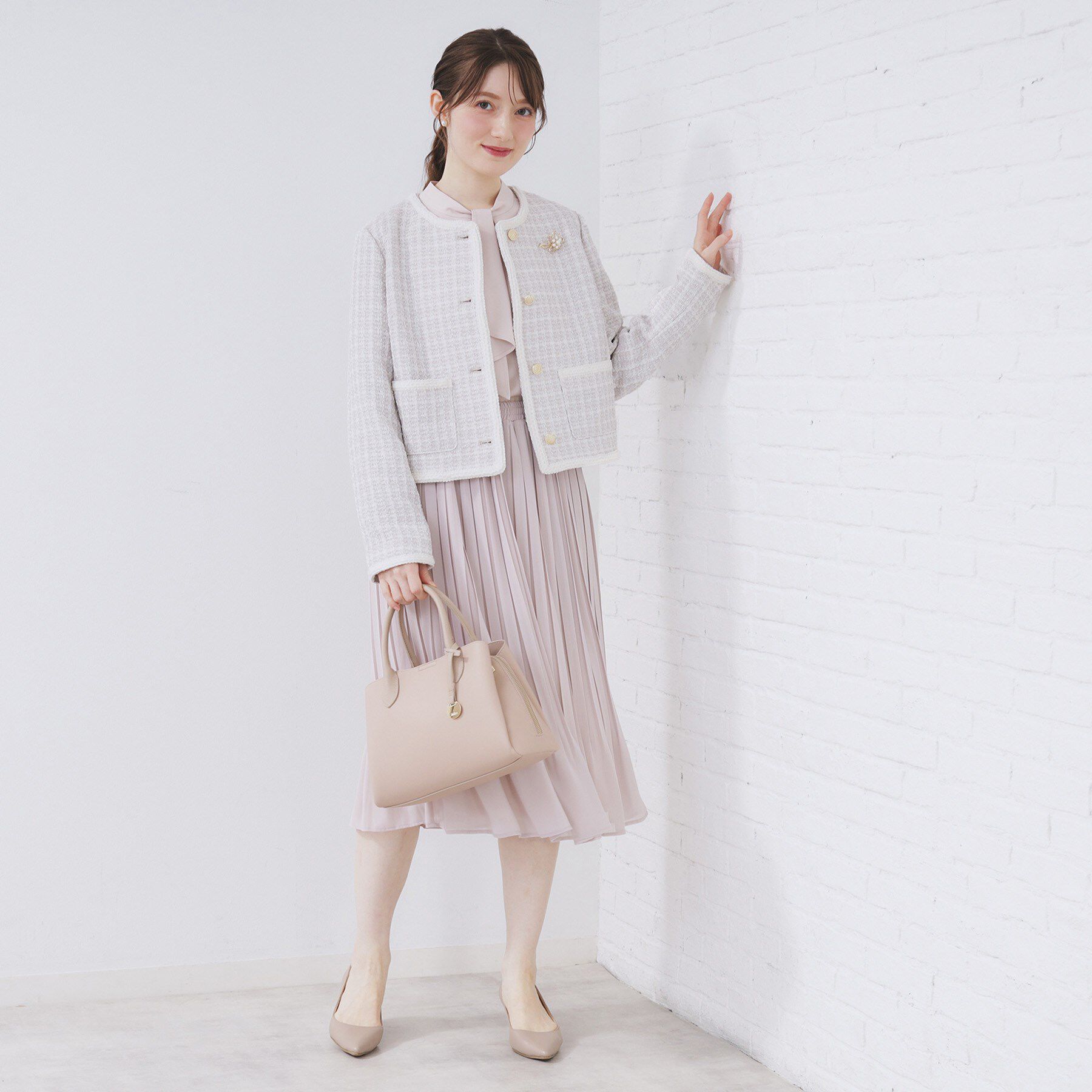 index「ファンシーツイードノーカラージャケット【洗える】」|ノーカラージャケット|