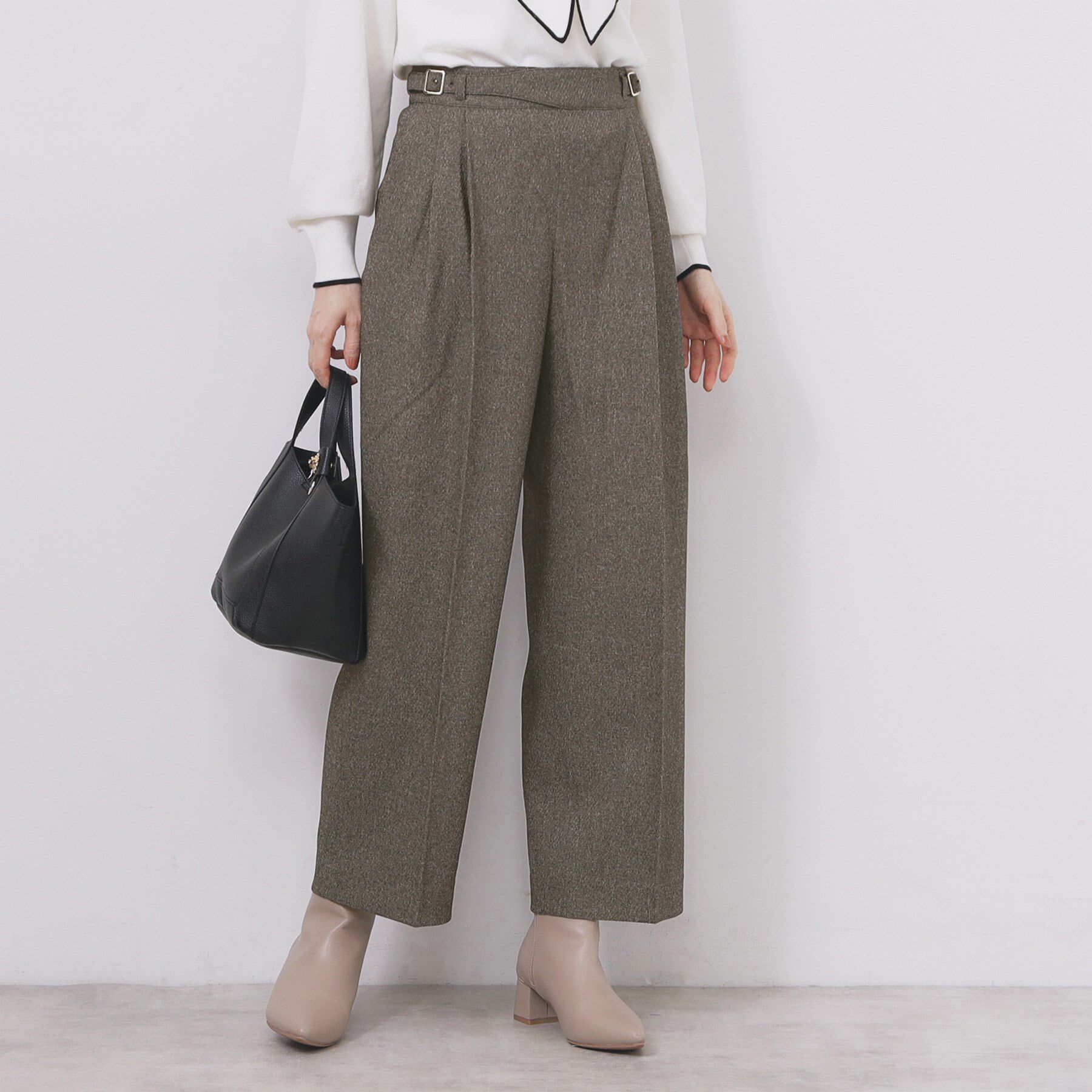 index「カルゼツイードストレッチワイドパンツ【洗濯機OK/防シワ/イージーアイロン/抗ピル】」|その他|