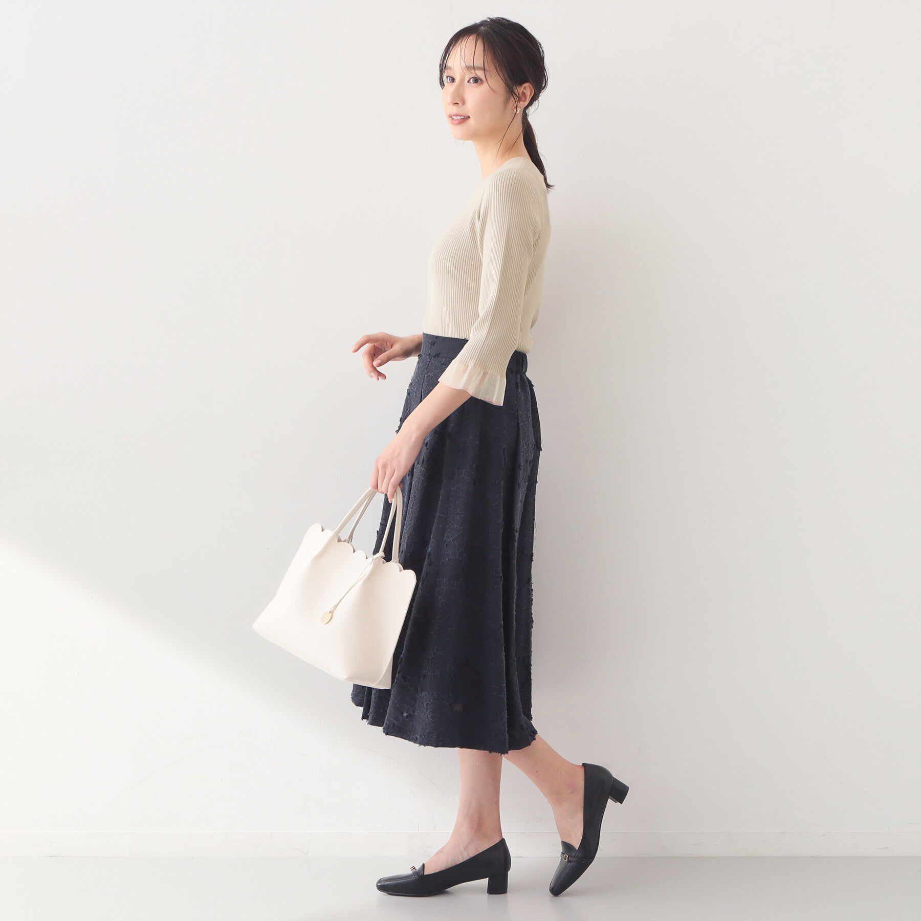 index「リブシアーフレアスリーブニット/オーガニックコットン【洗える/UVケア】」|ニット・セーター|