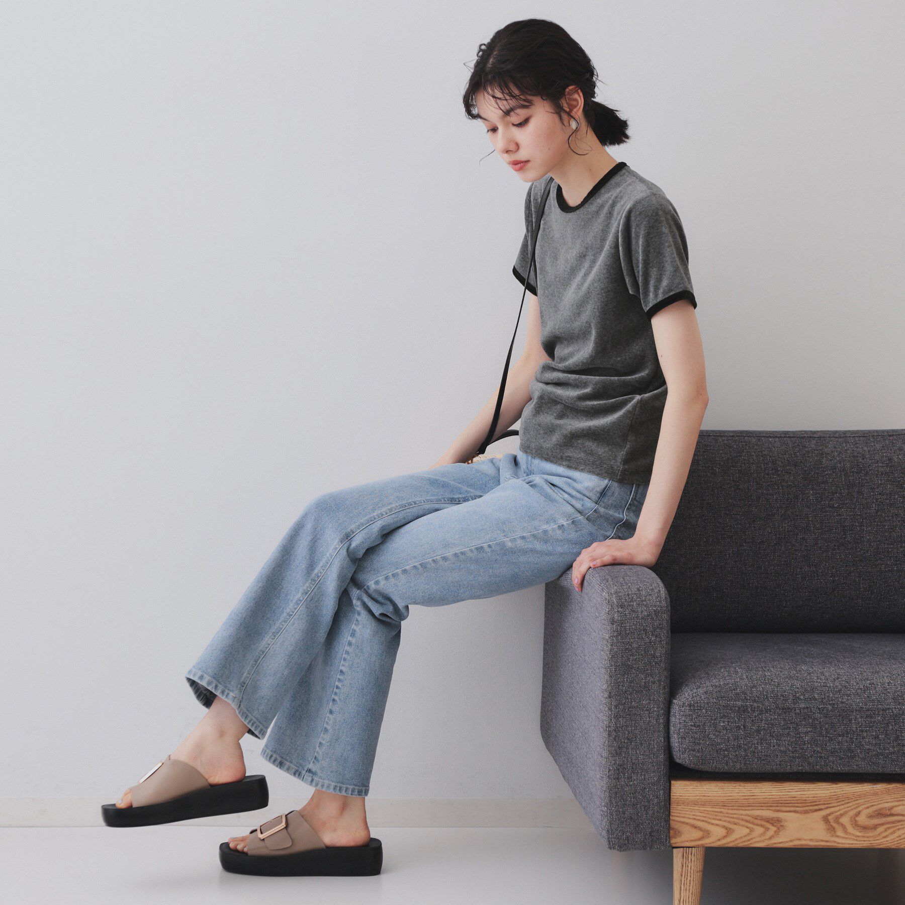 OPAQUE.CLIP「ベロアTシャツ【洗濯機洗い可】」|Tシャツ・カットソー|