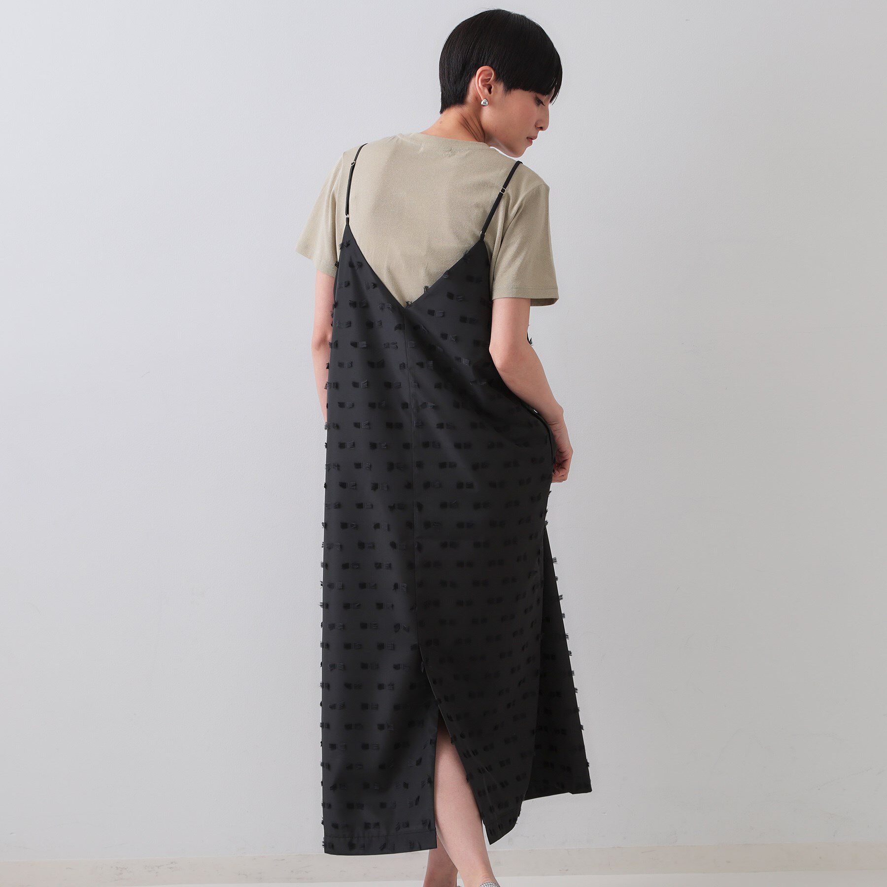 OPAQUE.CLIP「リボンジャカードキャミワンピース【洗濯機洗い可】」|ワンピース|