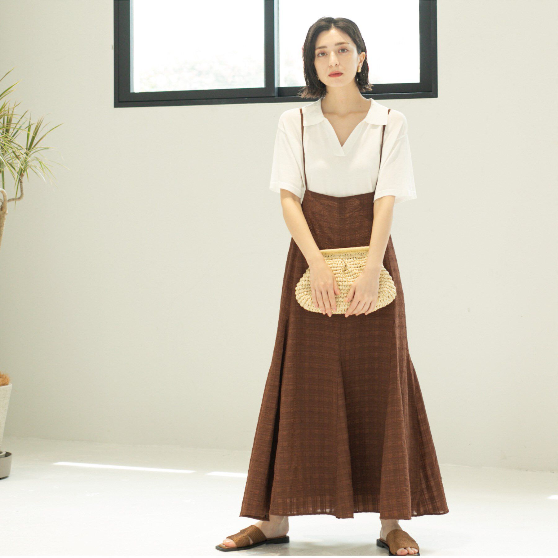 OPAQUE.CLIP「シアーチェックキャミワンピース【洗濯機洗い可】」|ワンピース|