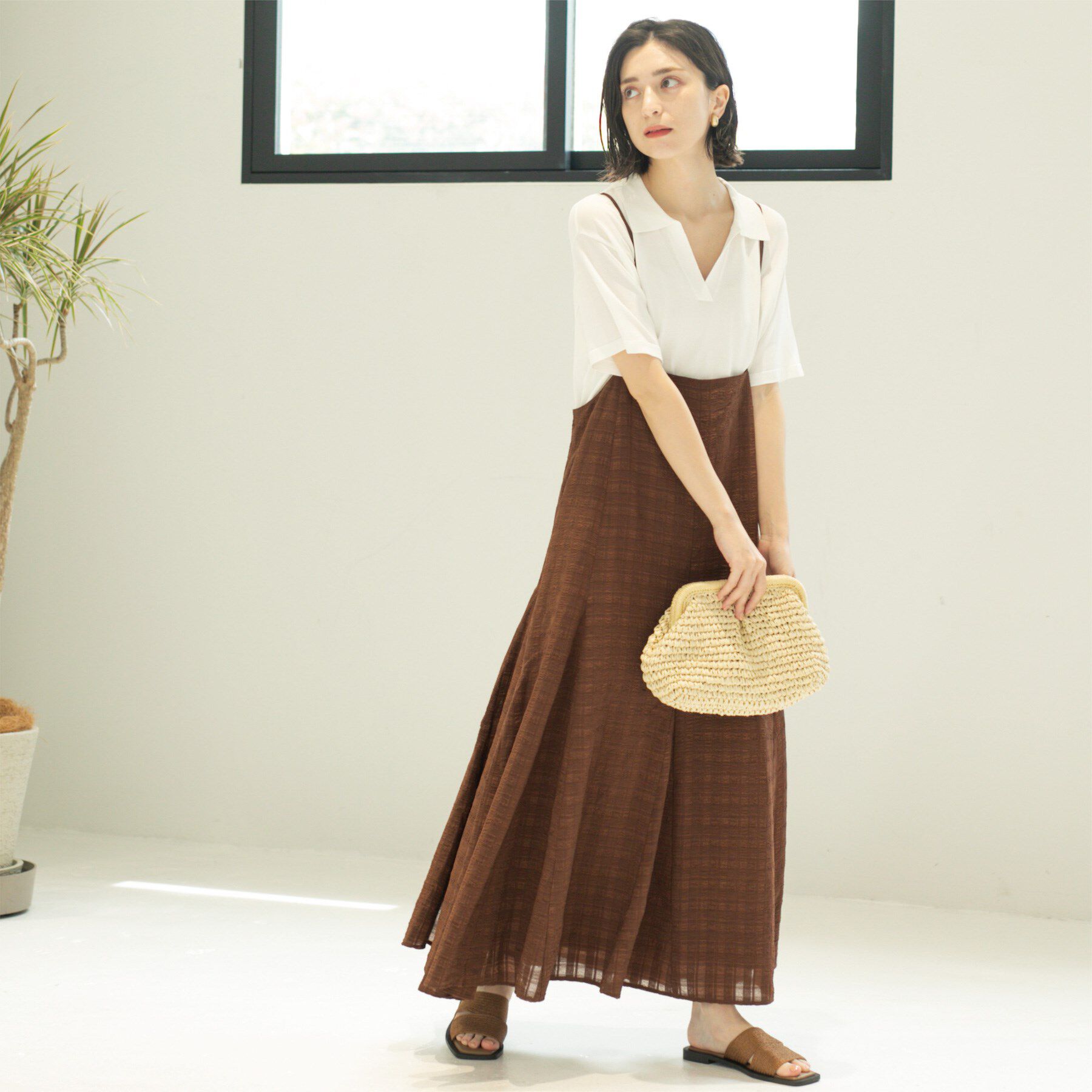 OPAQUE.CLIP「シアーチェックキャミワンピース【洗濯機洗い可】」|ワンピース|