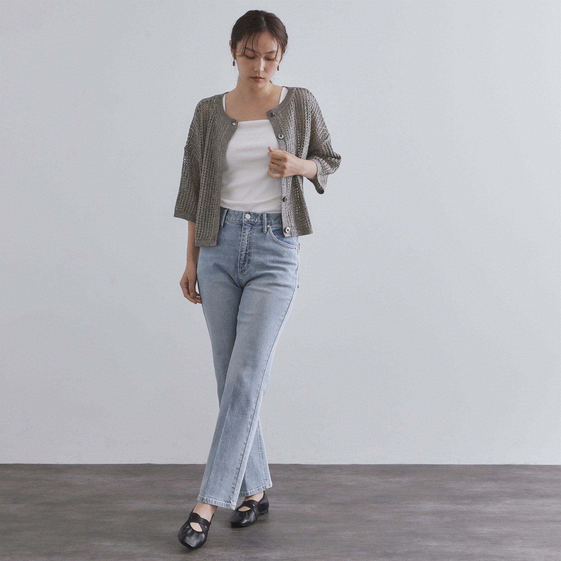 OPAQUE.CLIP「2WAY ラメメッシュニット【洗濯機洗い可/抗ピル】」|ニット・セーター|