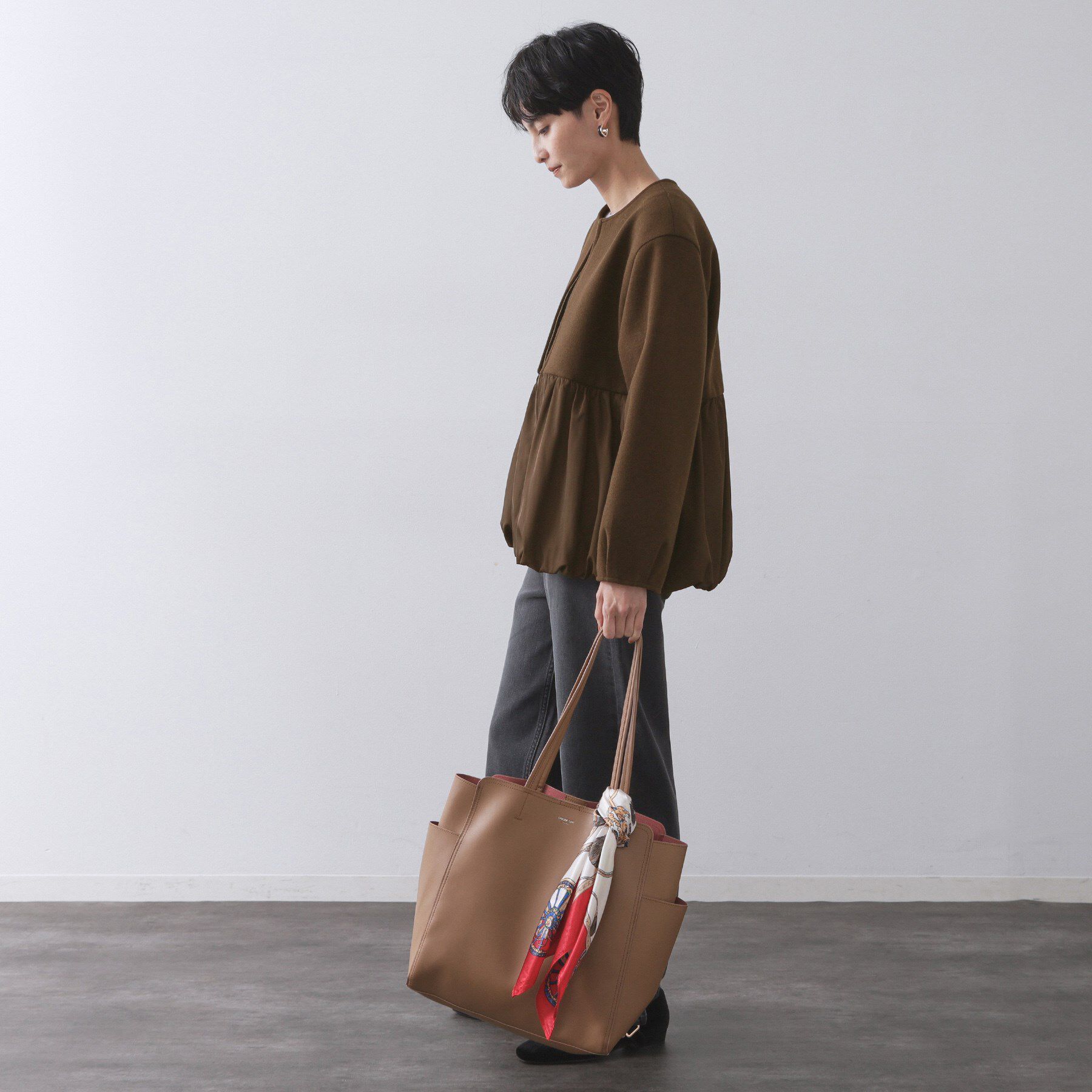 OPAQUE.CLIP「ウールライクペプラムドッキングアウター【洗濯機洗い可】」|ノーカラーコート|