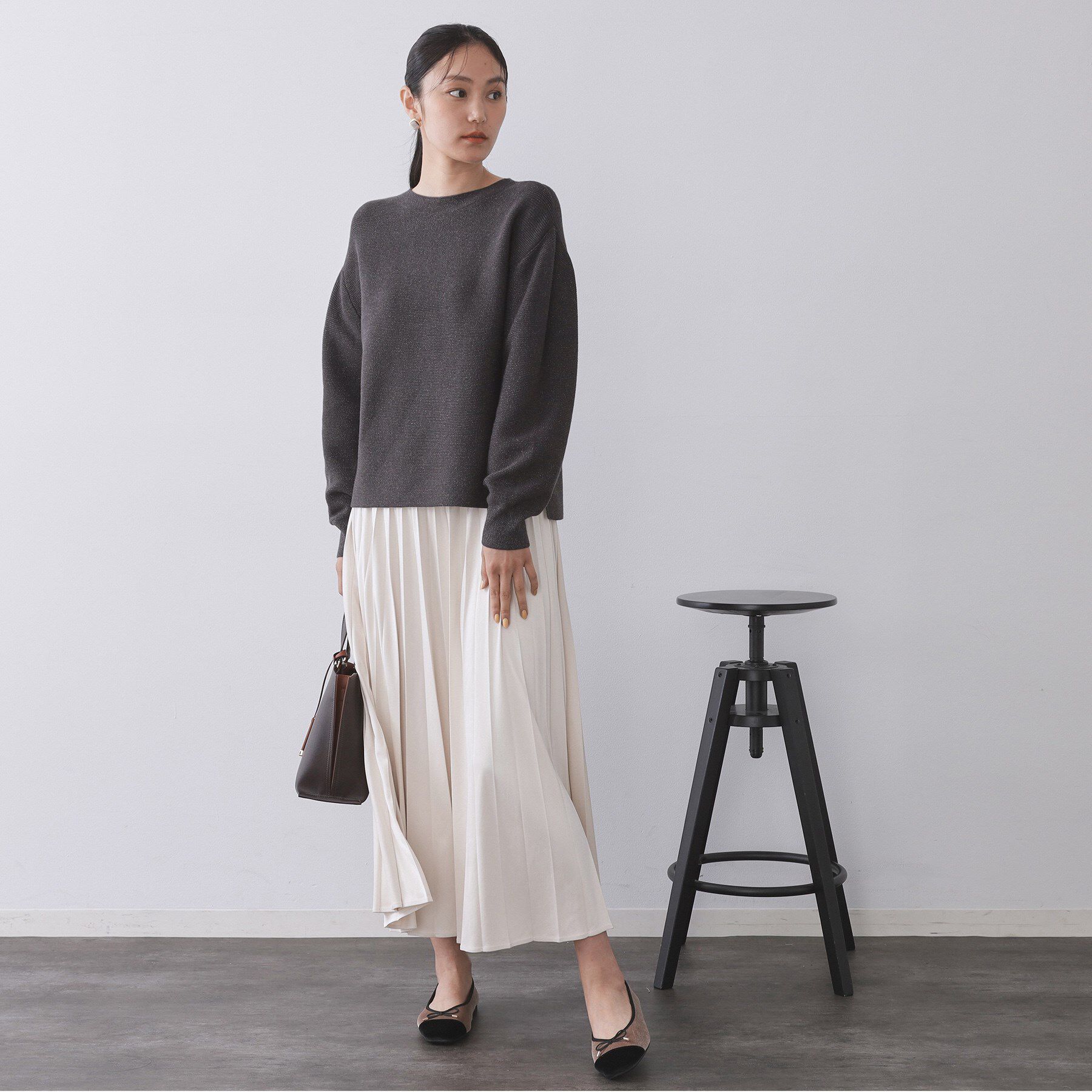 OPAQUE.CLIP「ラメガーターボートネックニット【洗濯機OK】」|ニット・セーター|