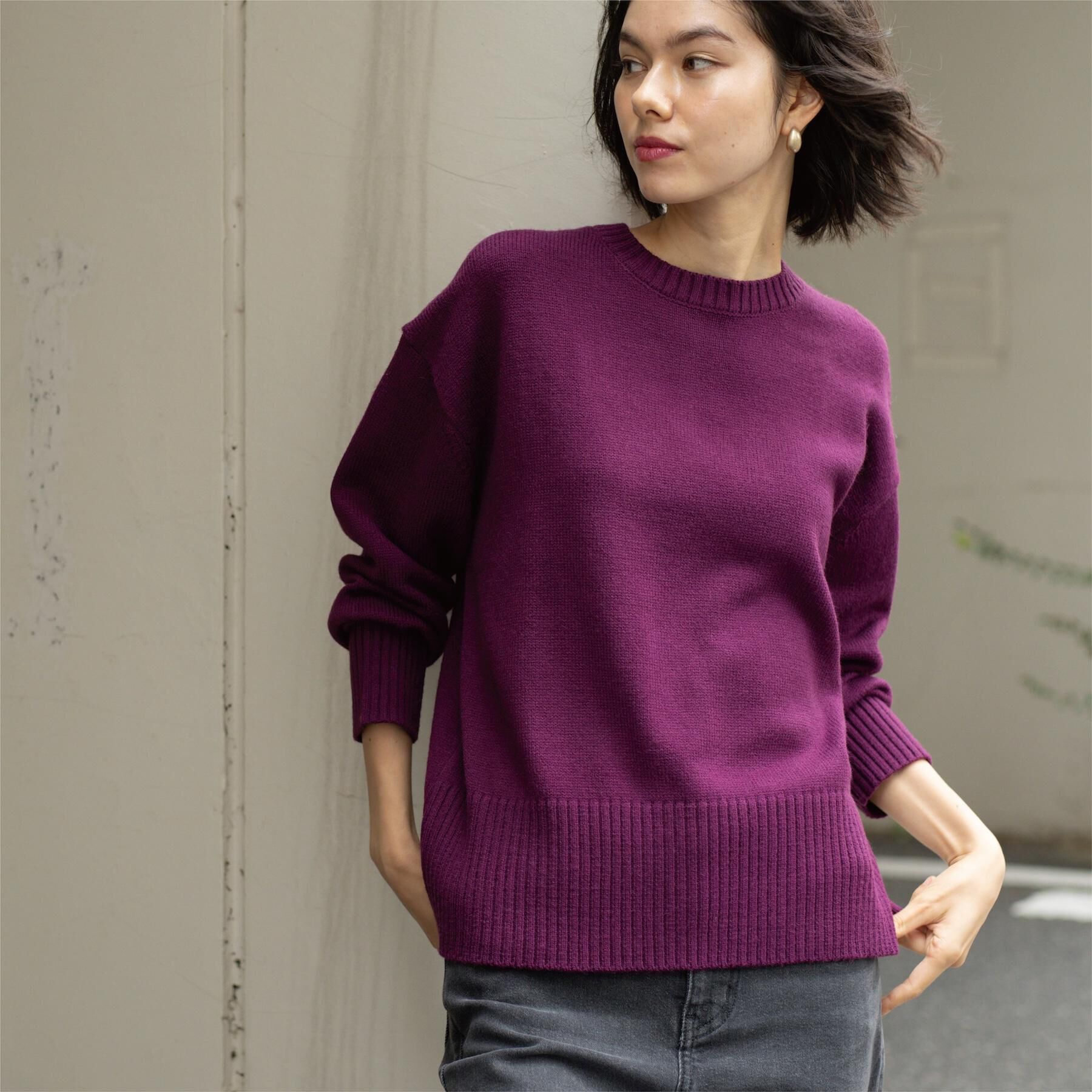 OPAQUE.CLIP「バックボタンリラクシーニット【洗濯機OK】」|ニット・セーター|