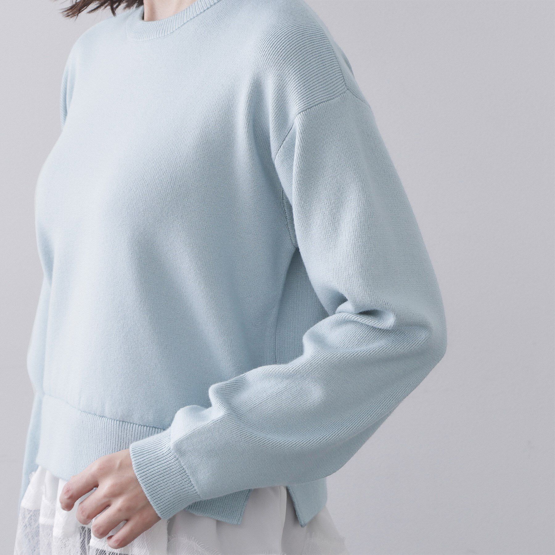 OPAQUE.CLIP「裾レースドッキングニット」|ニット・セーター|