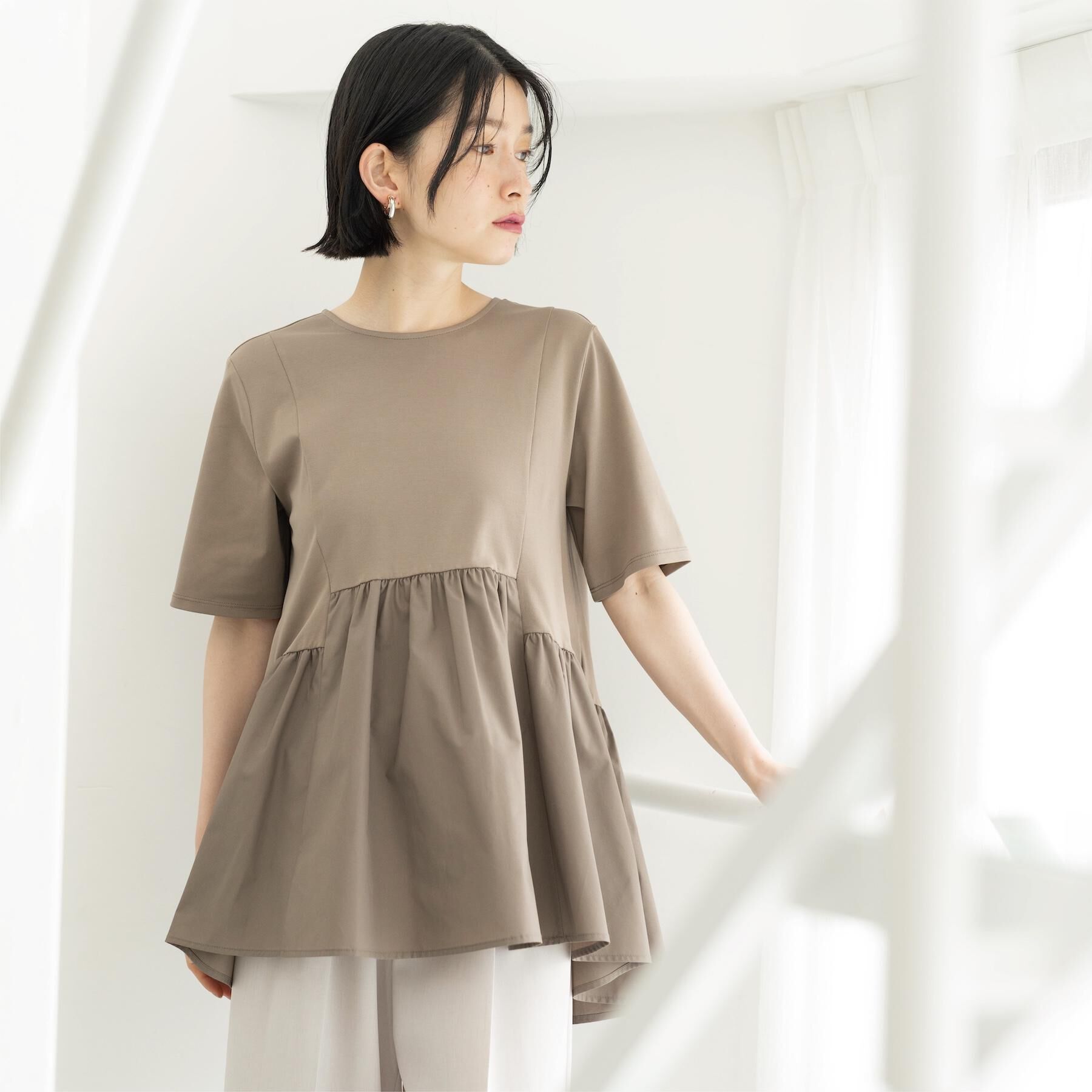 OPAQUE.CLIP「ペプラムドッキングカットソー【洗濯機OK】」|Tシャツ・カットソー|