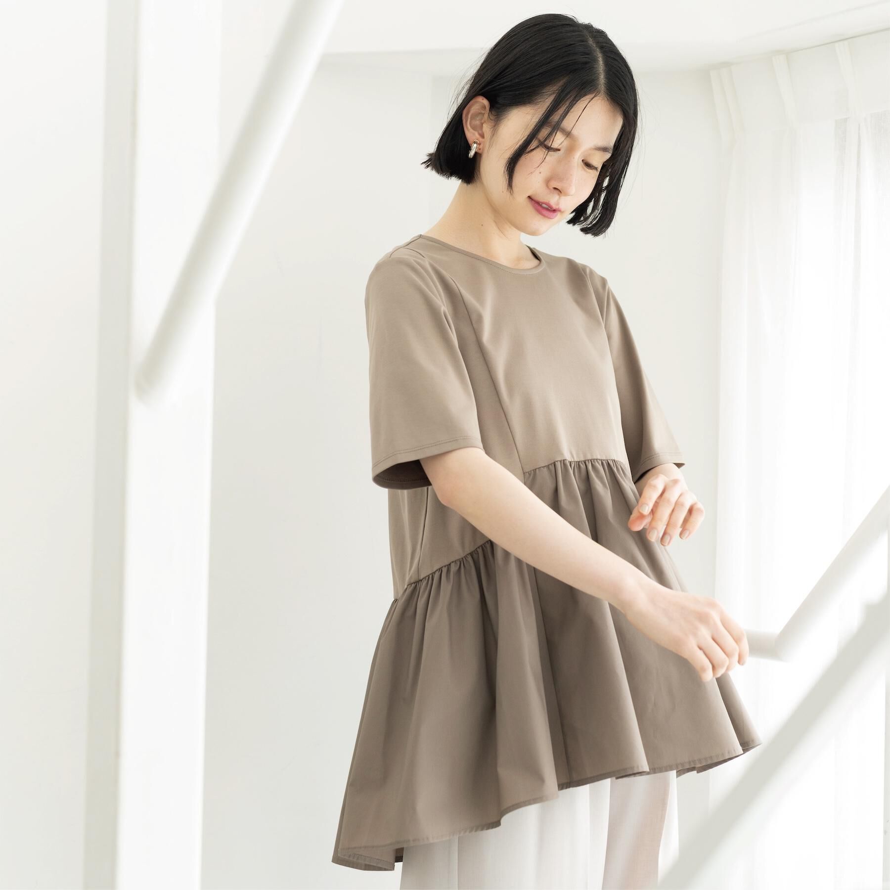 OPAQUE.CLIP「ペプラムドッキングカットソー【洗濯機OK】」|Tシャツ・カットソー|