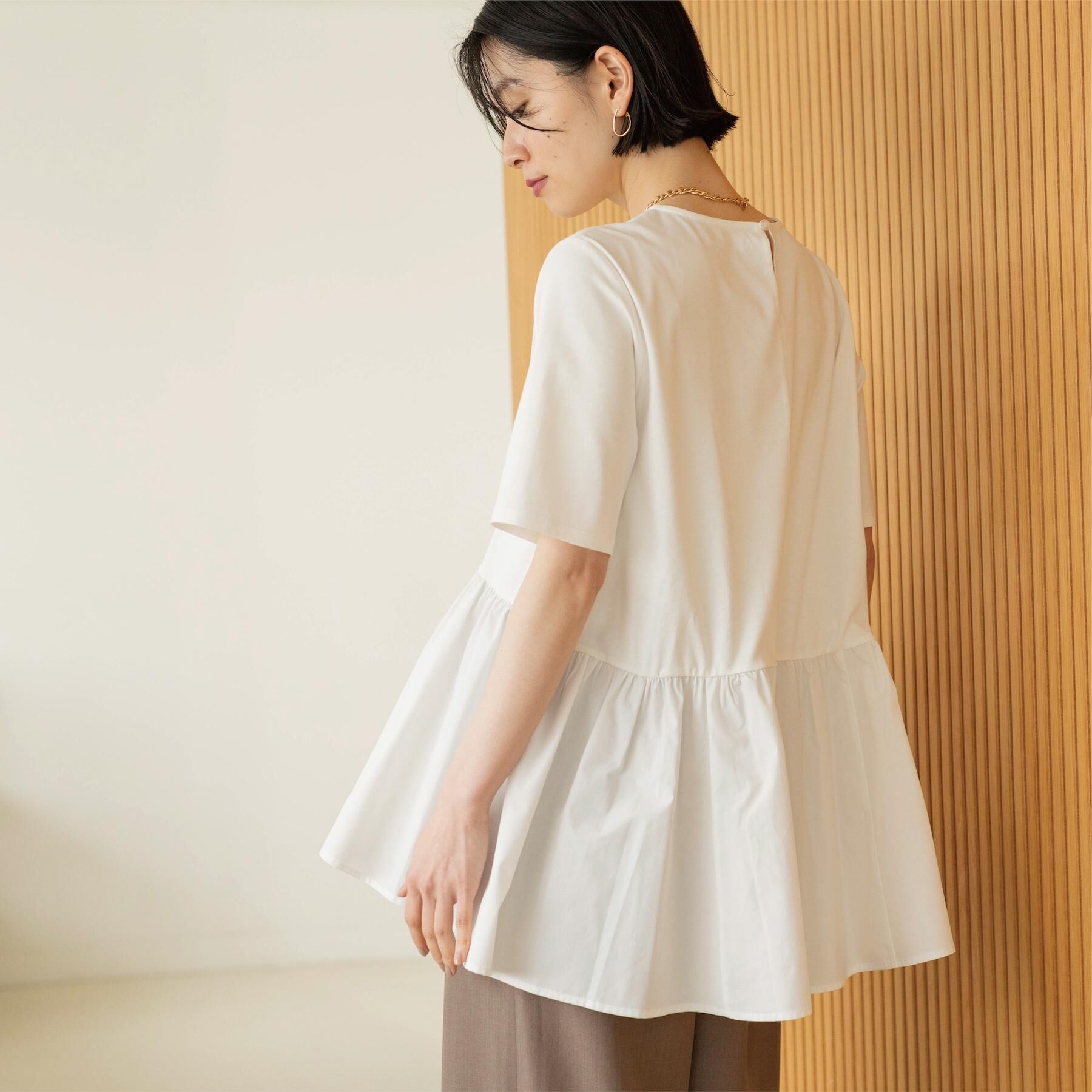 OPAQUE.CLIP「ペプラムドッキングカットソー【洗濯機OK】」|Tシャツ・カットソー|