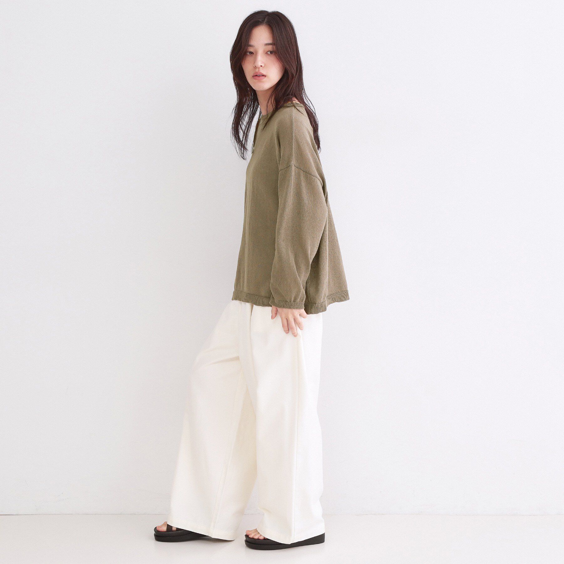 OPAQUE.CLIP「麻混リラクシーニット【洗濯機OK】」|ニット・セーター|